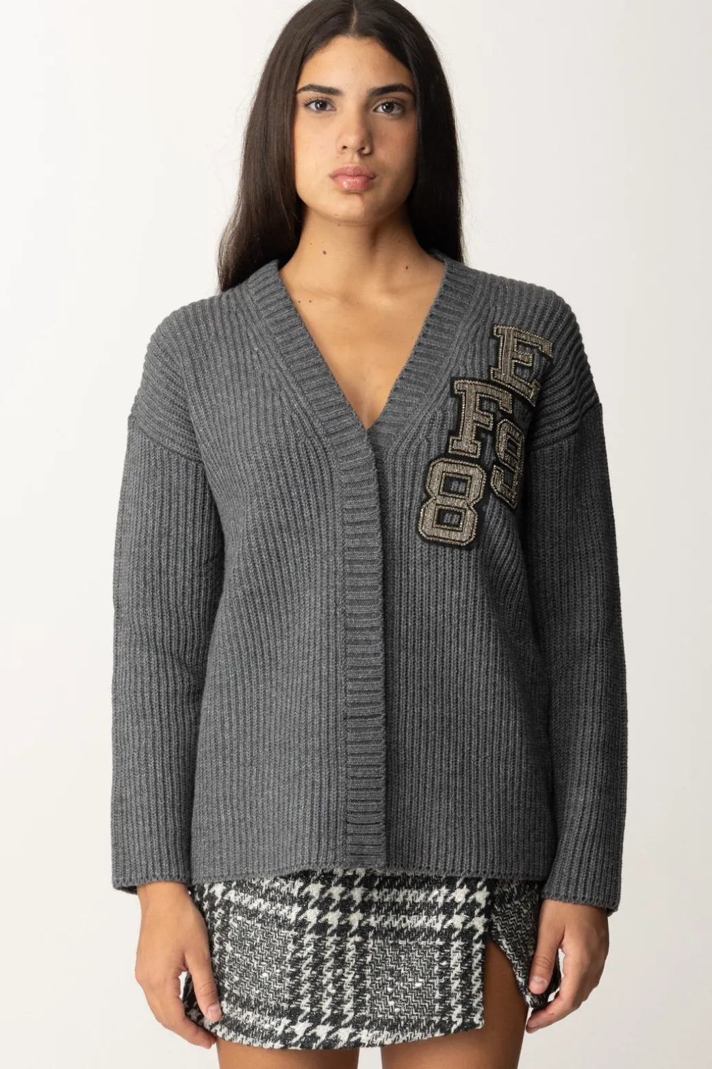 Donna Elisabetta Franchi Cardigan Oversize con Dettagli Logo