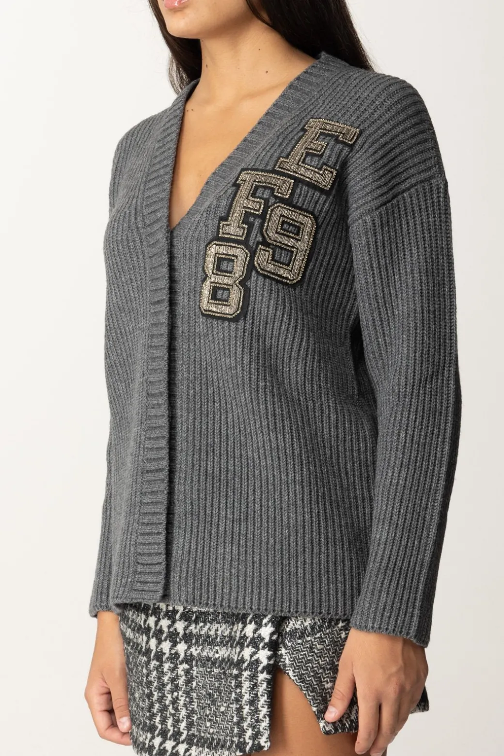 Donna Elisabetta Franchi Cardigan Oversize con Dettagli Logo