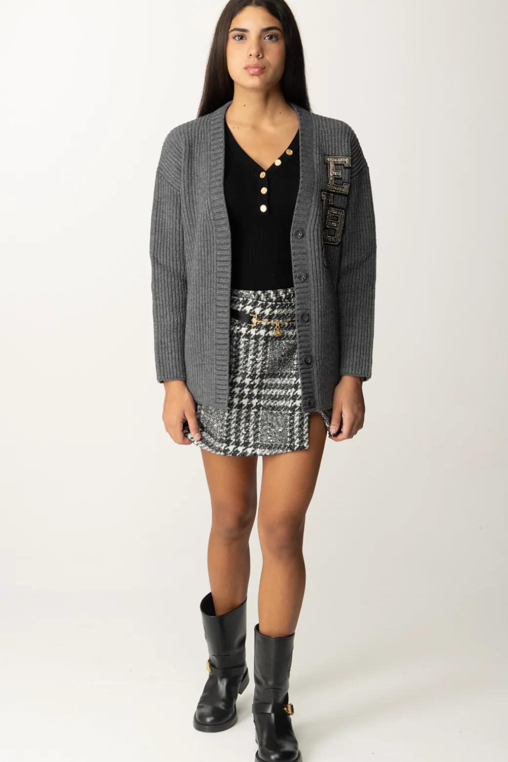 Donna Elisabetta Franchi Cardigan Oversize con Dettagli Logo