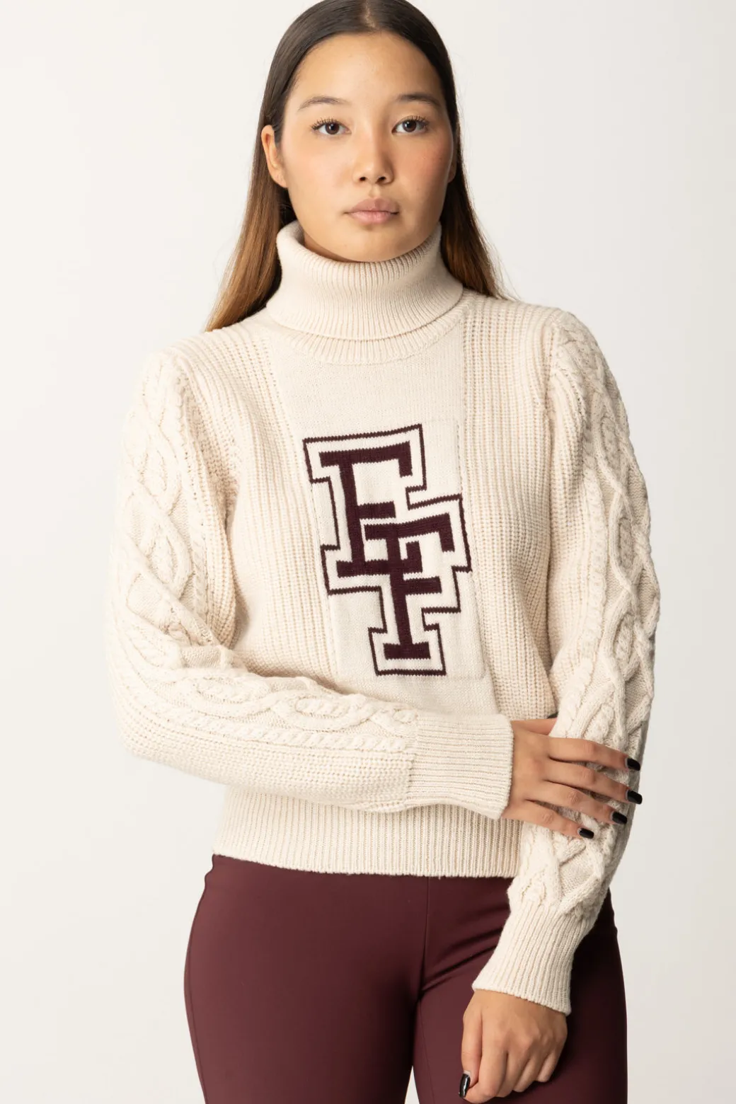 Donna Elisabetta Franchi Dolcevita In Lana con Logo Ef
