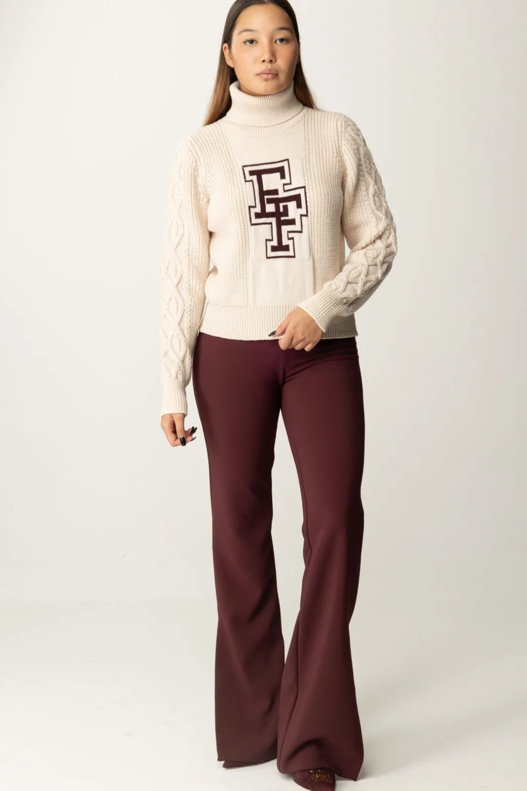 Donna Elisabetta Franchi Dolcevita In Lana con Logo Ef