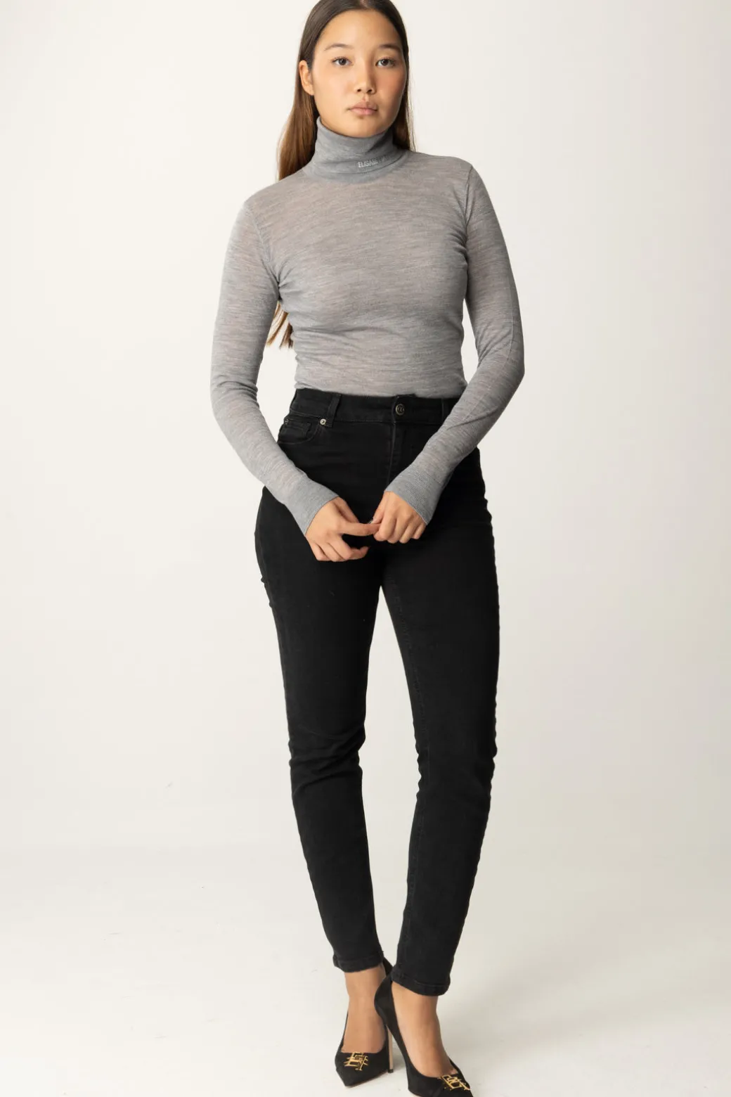 Donna Elisabetta Franchi Dolcevita In Lana Merino con Logo Lettering