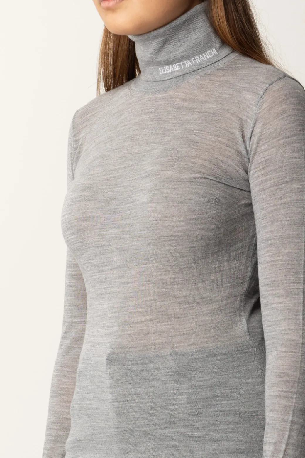 Donna Elisabetta Franchi Dolcevita In Lana Merino con Logo Lettering