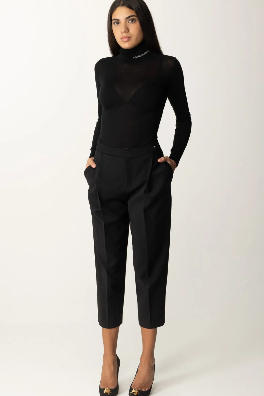 Donna Elisabetta Franchi Dolcevita In Lana Merino con Logo Lettering