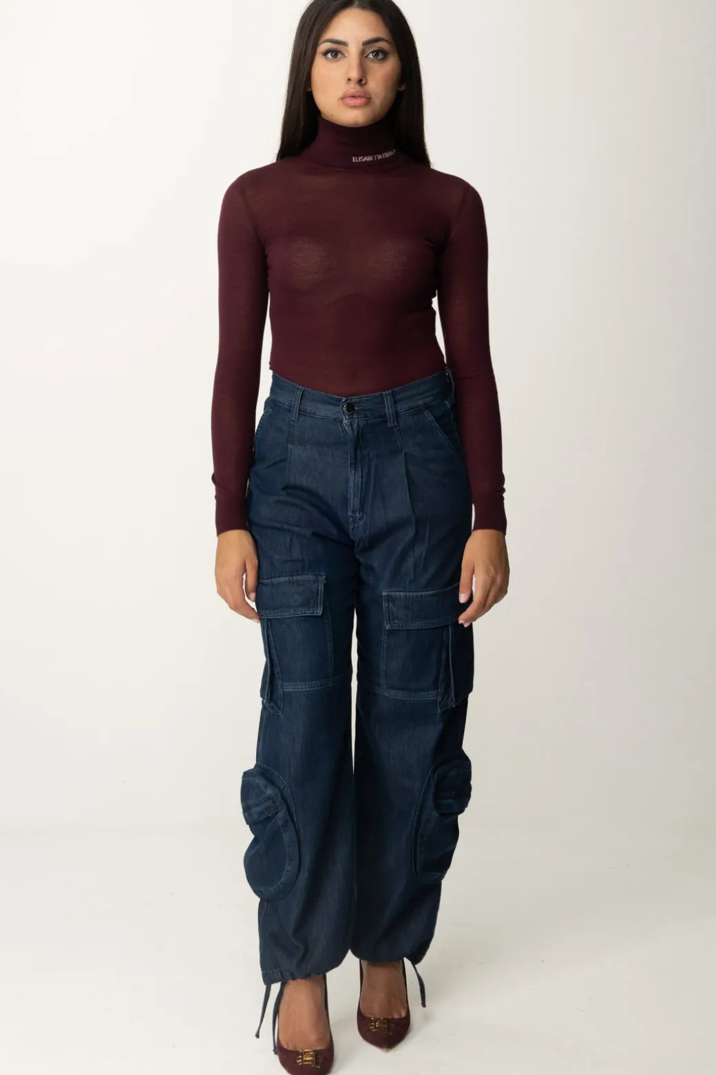 Donna Elisabetta Franchi Dolcevita In Lana Merino con Logo Lettering