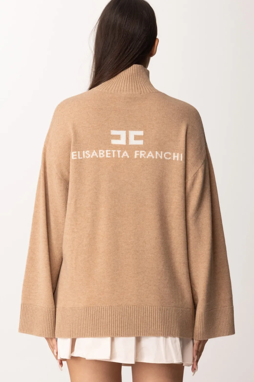 Donna Elisabetta Franchi Dolcevita In Misto Cashmere con Logo