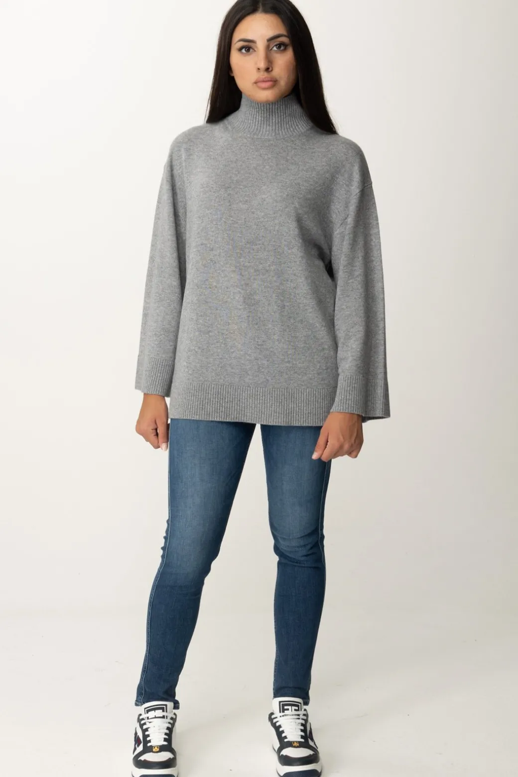 Donna Elisabetta Franchi Dolcevita In Misto Cashmere con Logo
