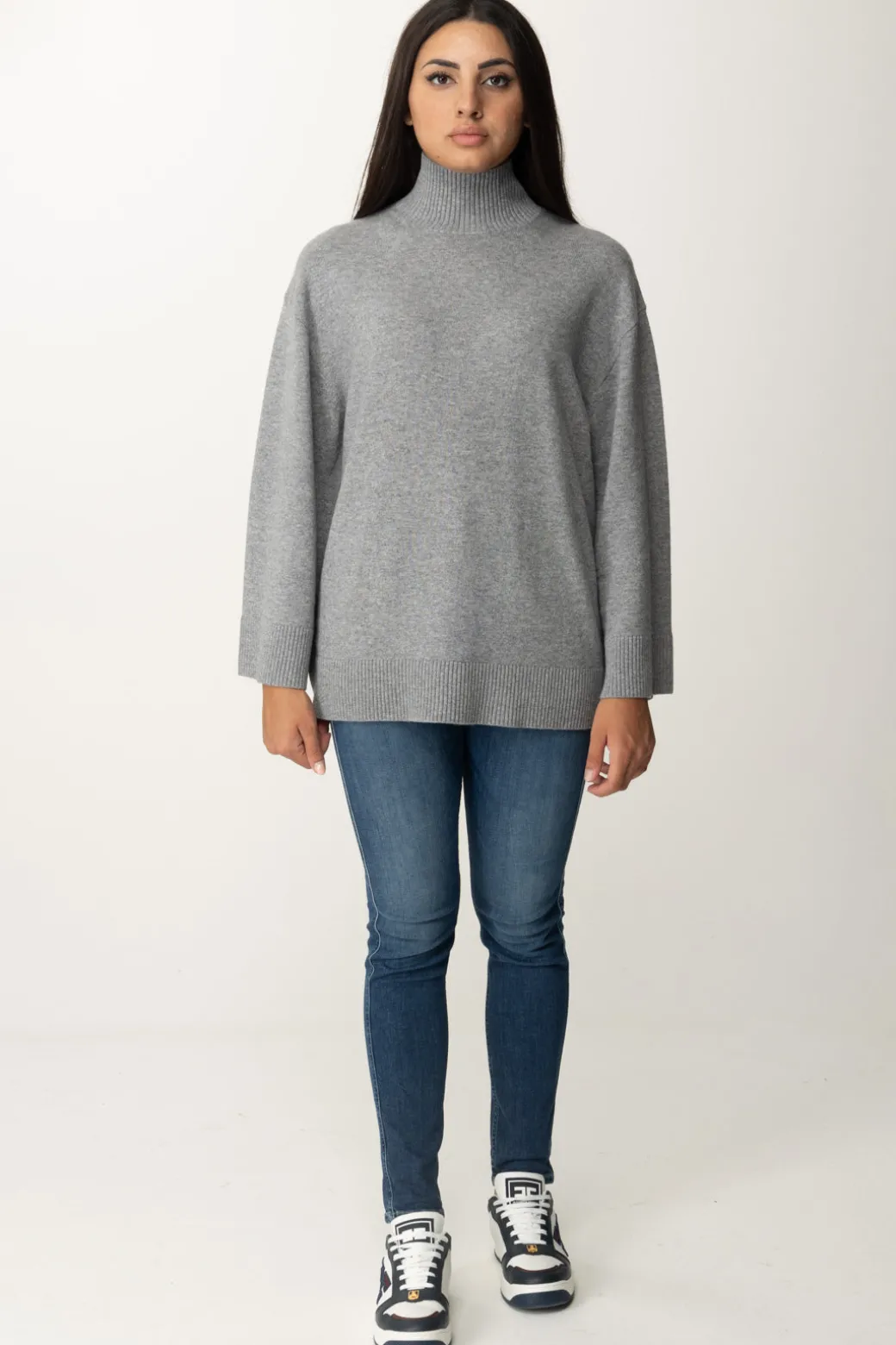 Donna Elisabetta Franchi Dolcevita In Misto Cashmere con Logo