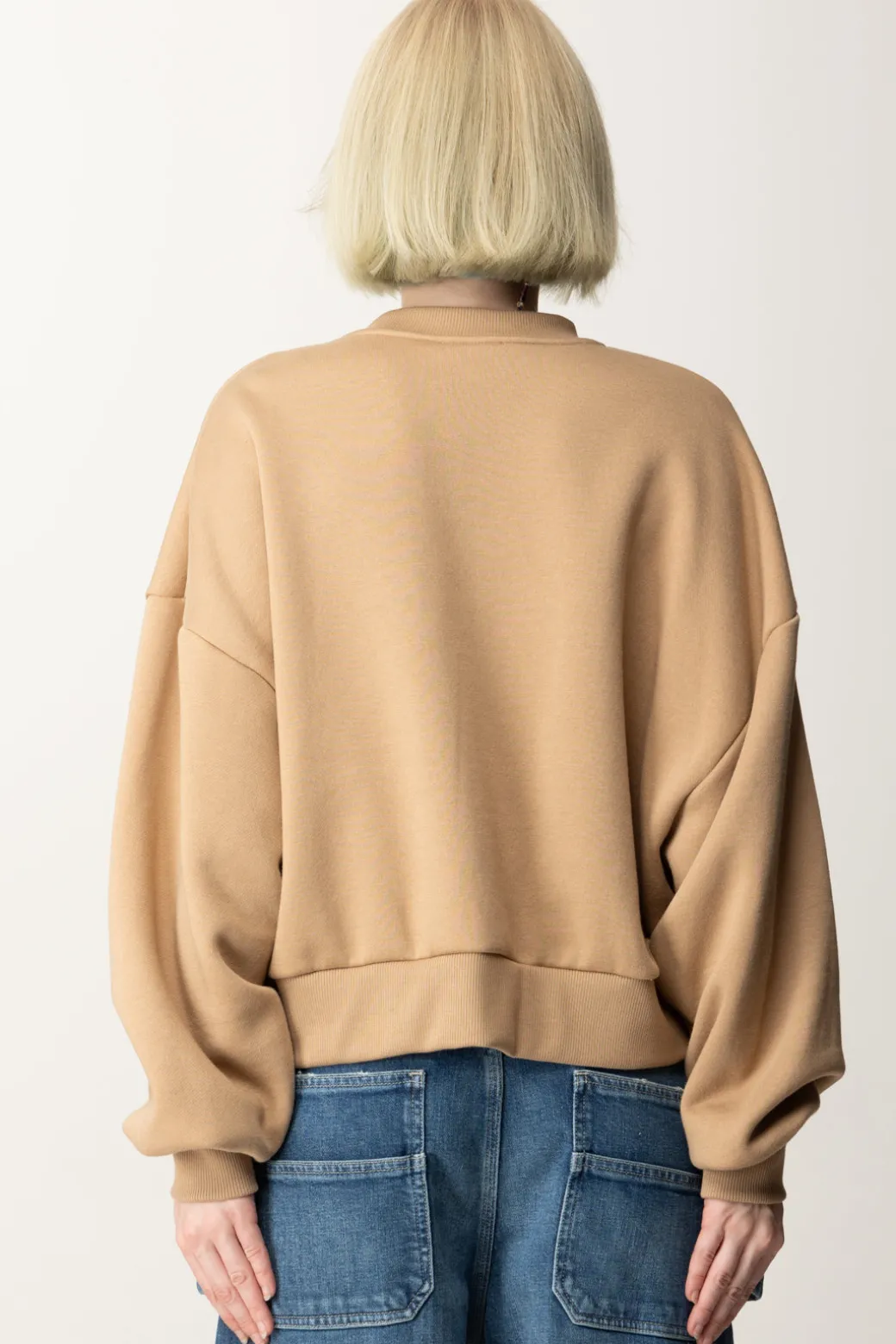 Donna Elisabetta Franchi Felpa Cropped con Logo College