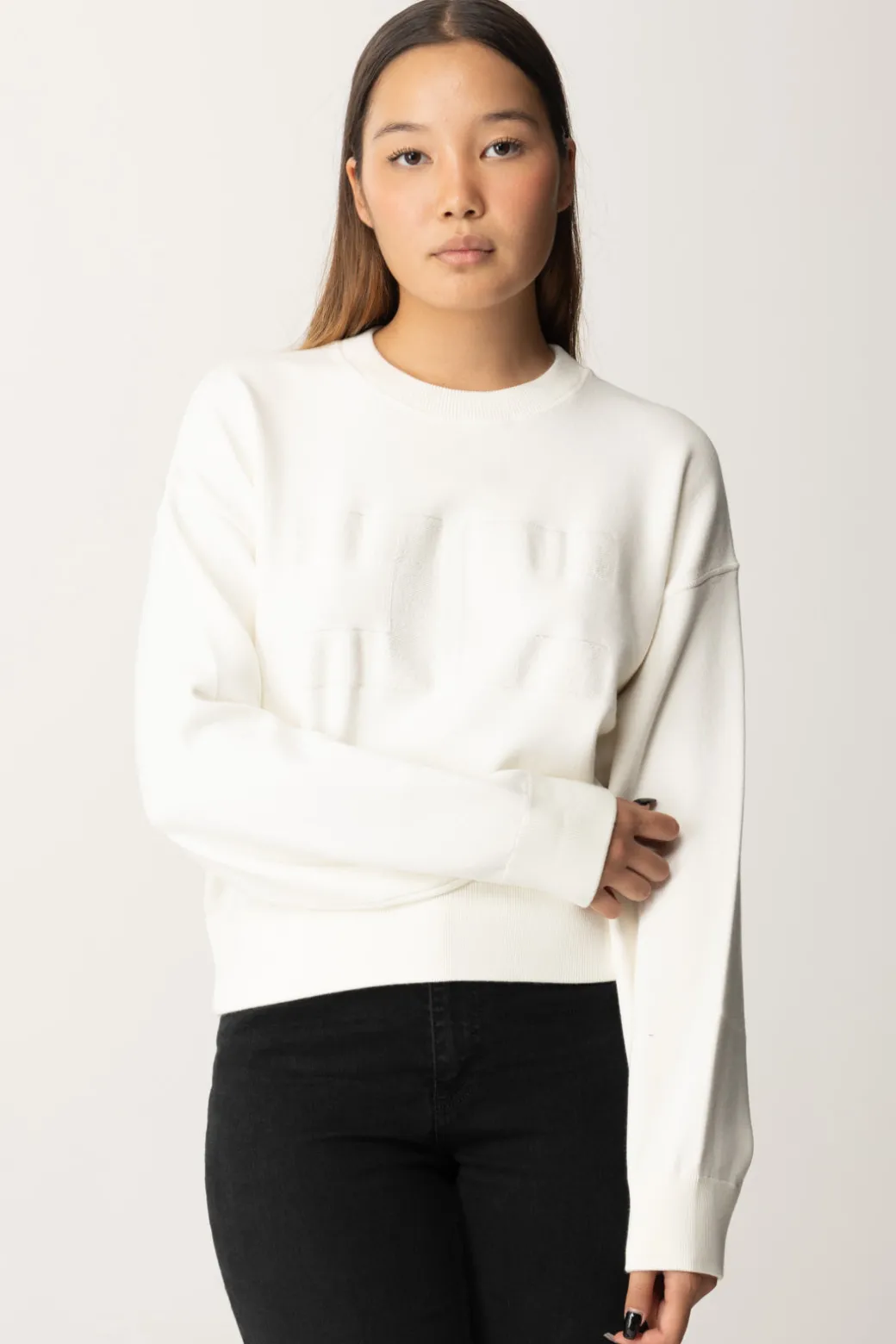 Donna Elisabetta Franchi Felpa Cropped con Ricamo Logo