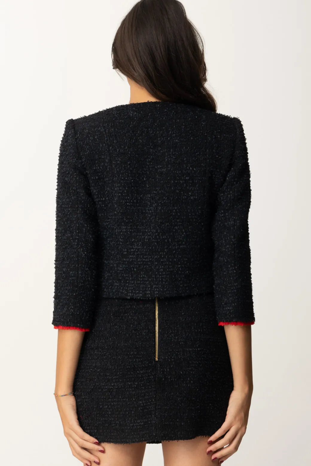 Donna Elisabetta Franchi Giacca Cropped In Tweed con Tasche