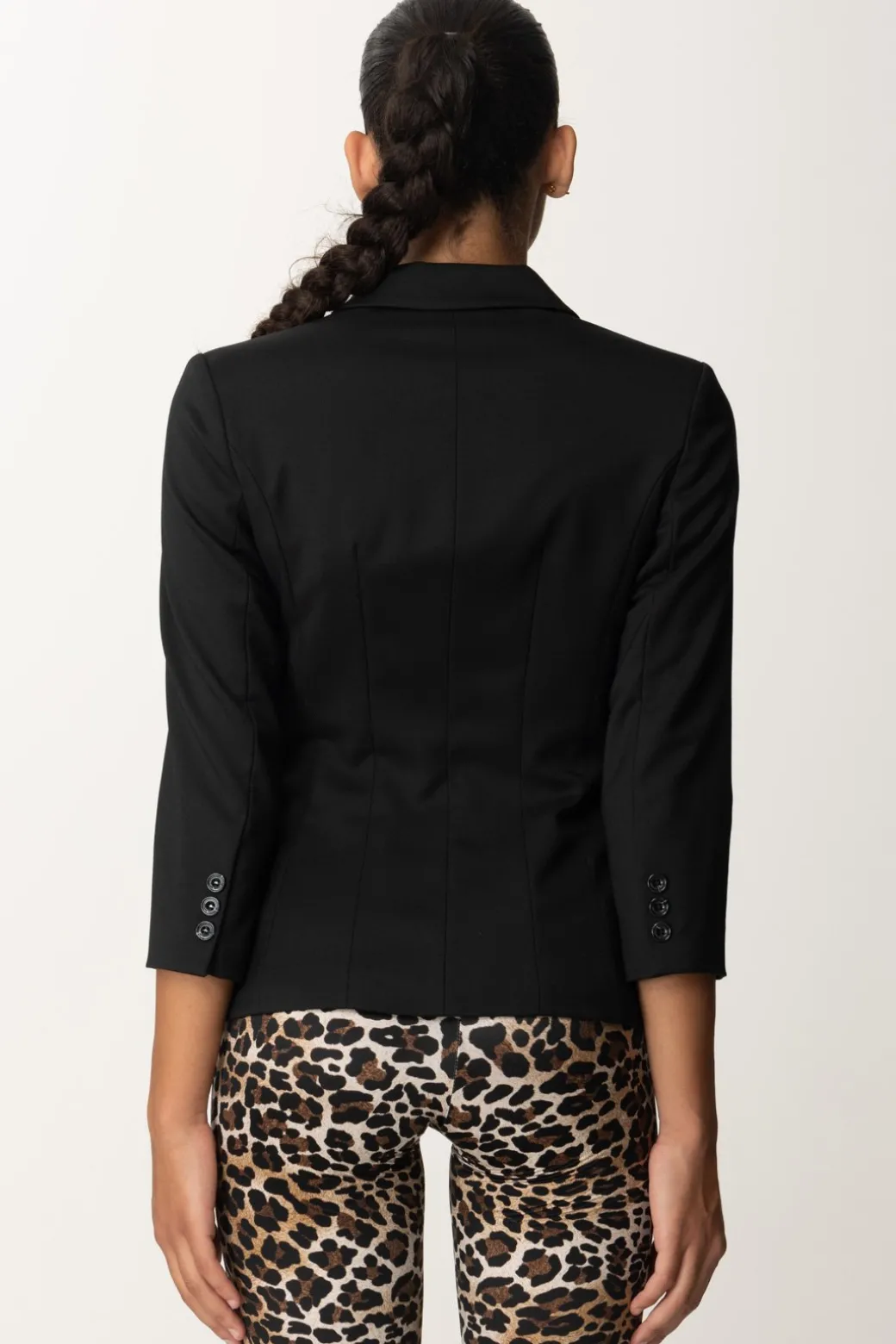 Donna Elisabetta Franchi Giacca In Fresco Lana con Maniche a 3/4