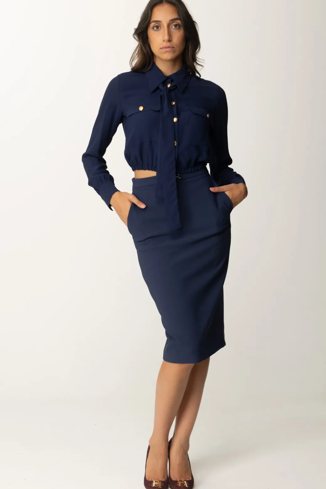 Donna Elisabetta Franchi Gonna a Matita con Morsetto