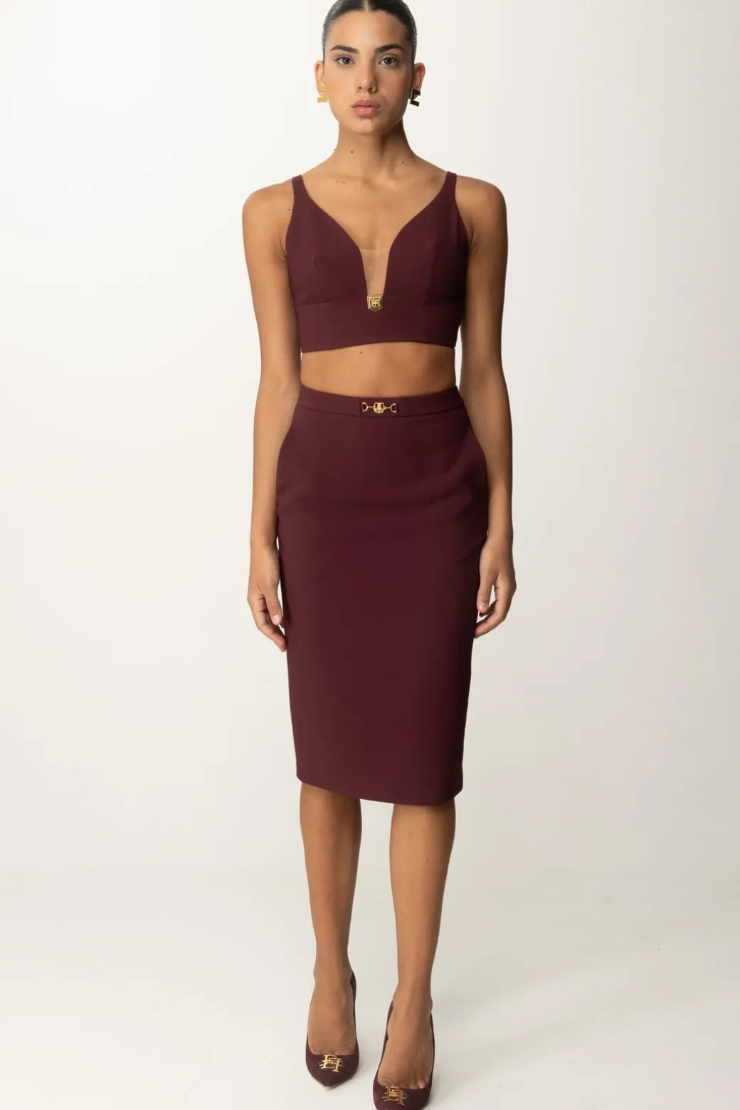 Donna Elisabetta Franchi Gonna a Matita con Morsetto
