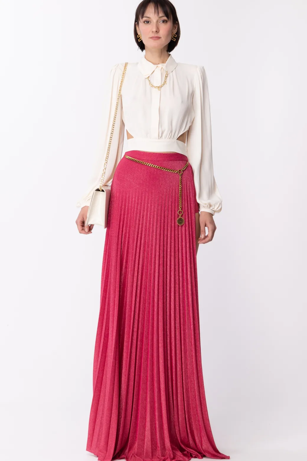 Donna Elisabetta Franchi Gonna Plissettata In Lurex
