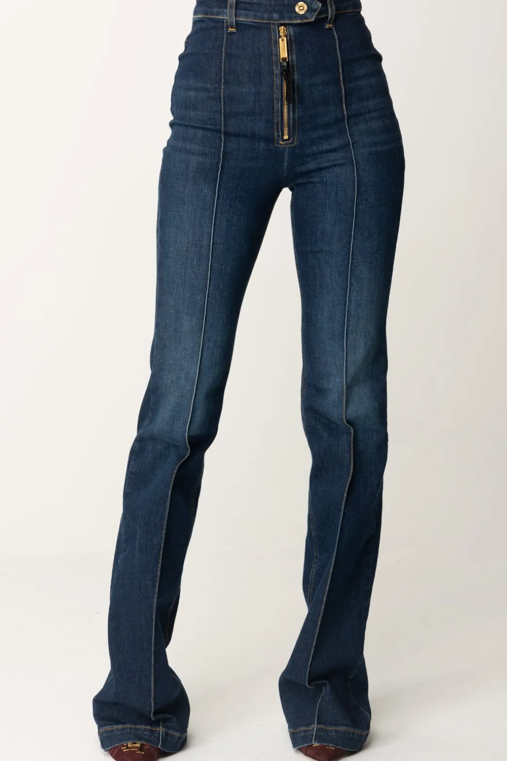 Donna Elisabetta Franchi Jeans a Zampa con Nervature