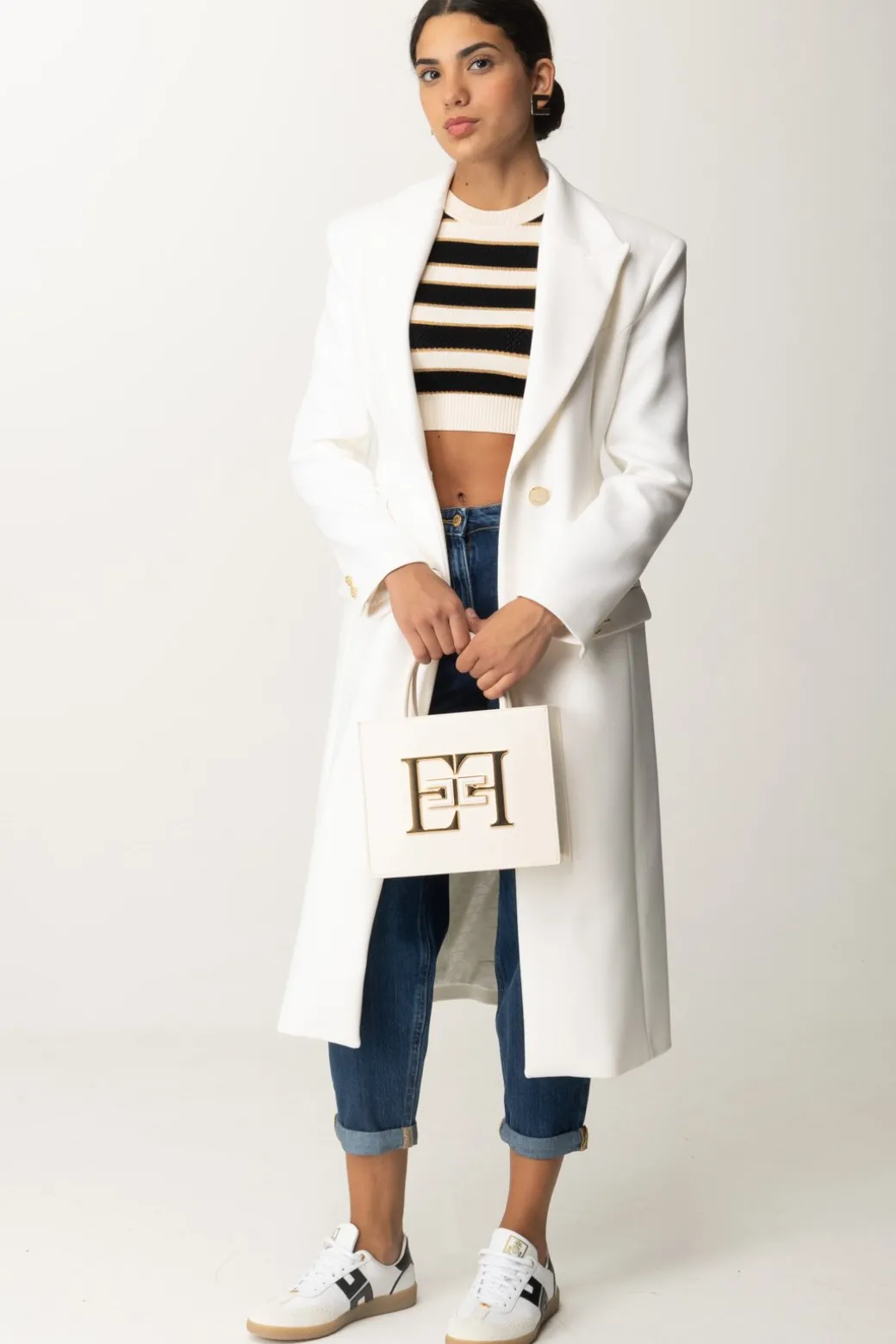 Donna Elisabetta Franchi Jeans Boyfriend con Placca Logo