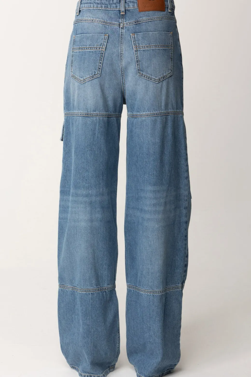 Donna Elisabetta Franchi Jeans Cargo In Cotone a Vita Bassa