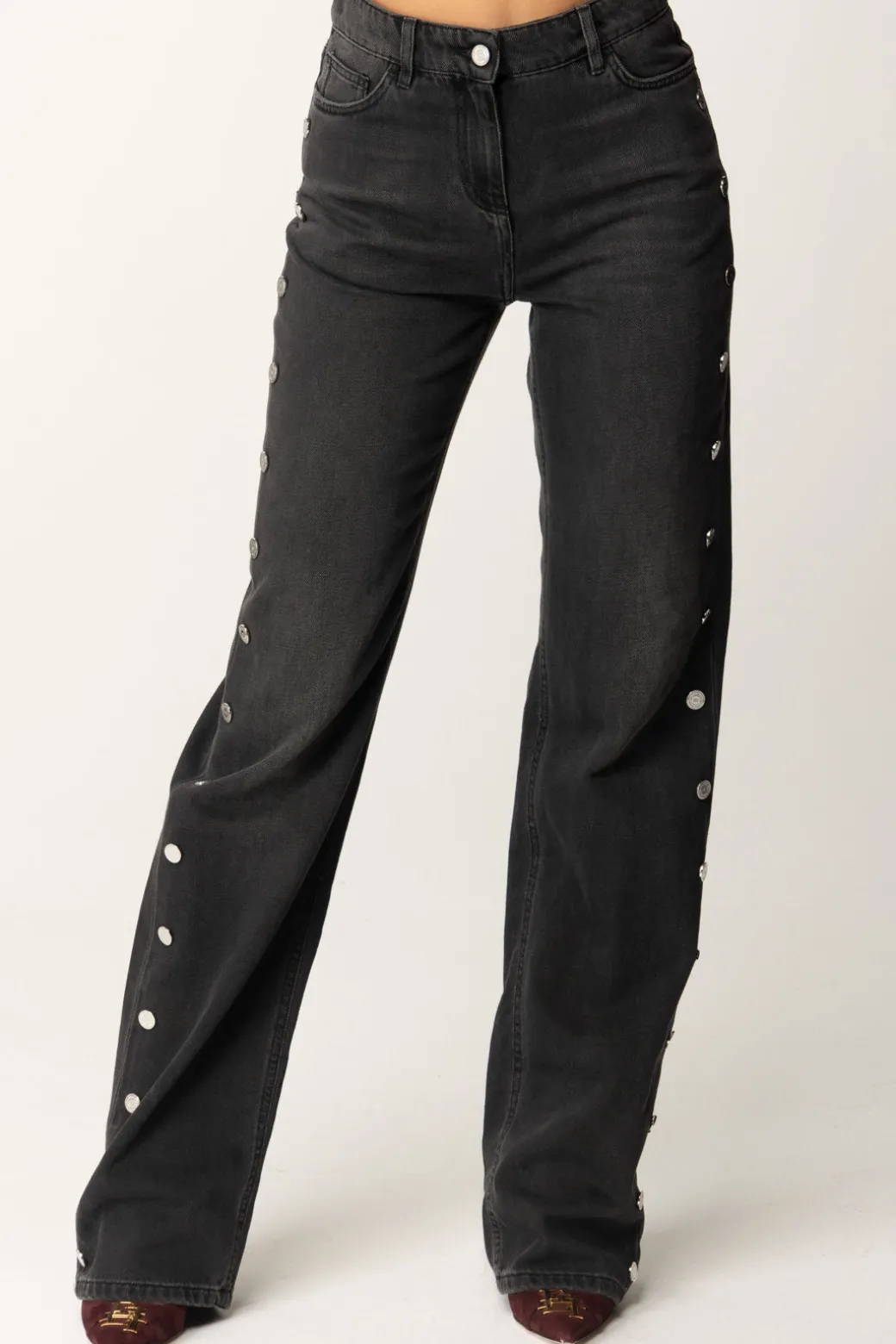 Donna Elisabetta Franchi Jeans Dritti con Bottoni