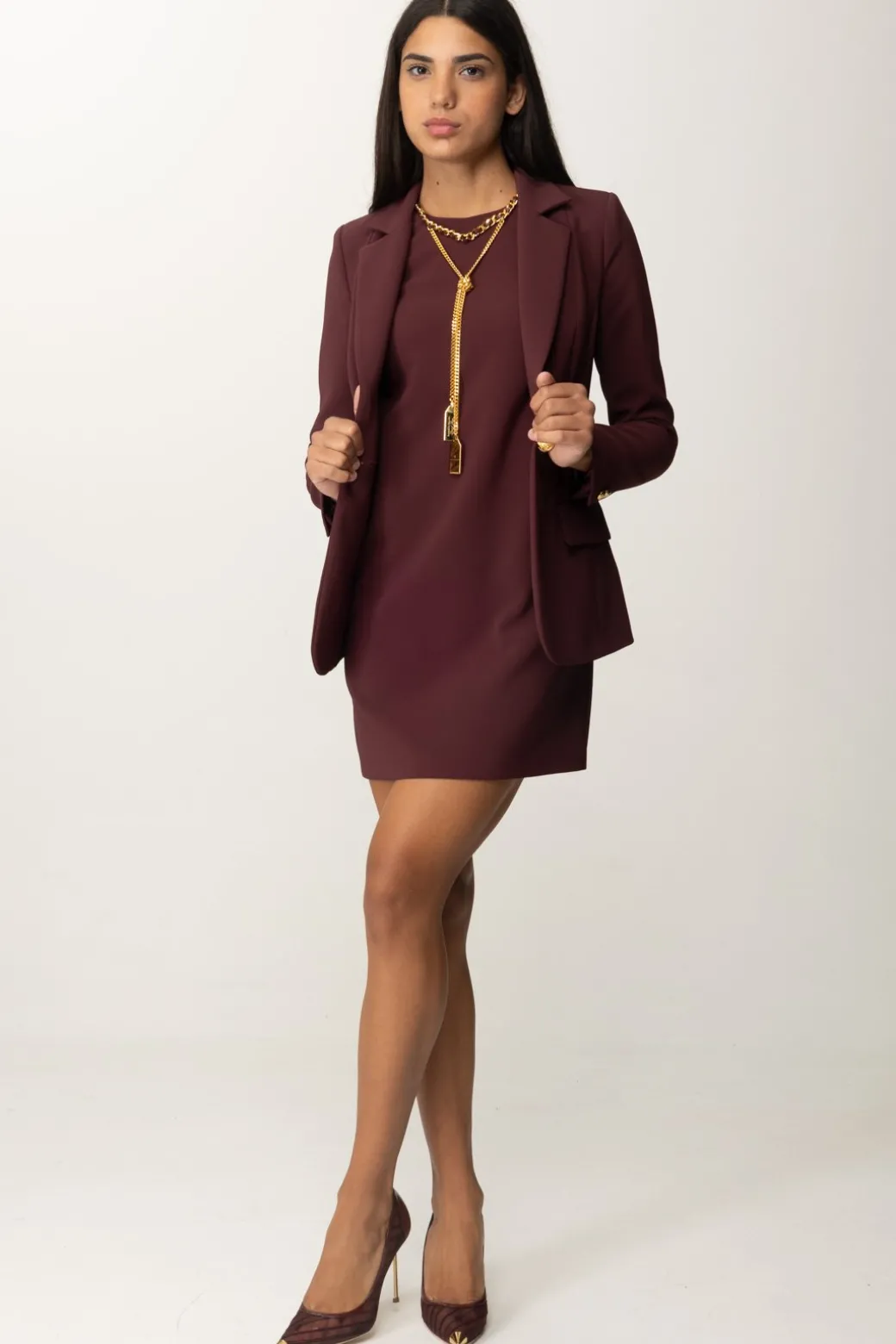 Donna Elisabetta Franchi Mini Abito a Sacchetto con Collana