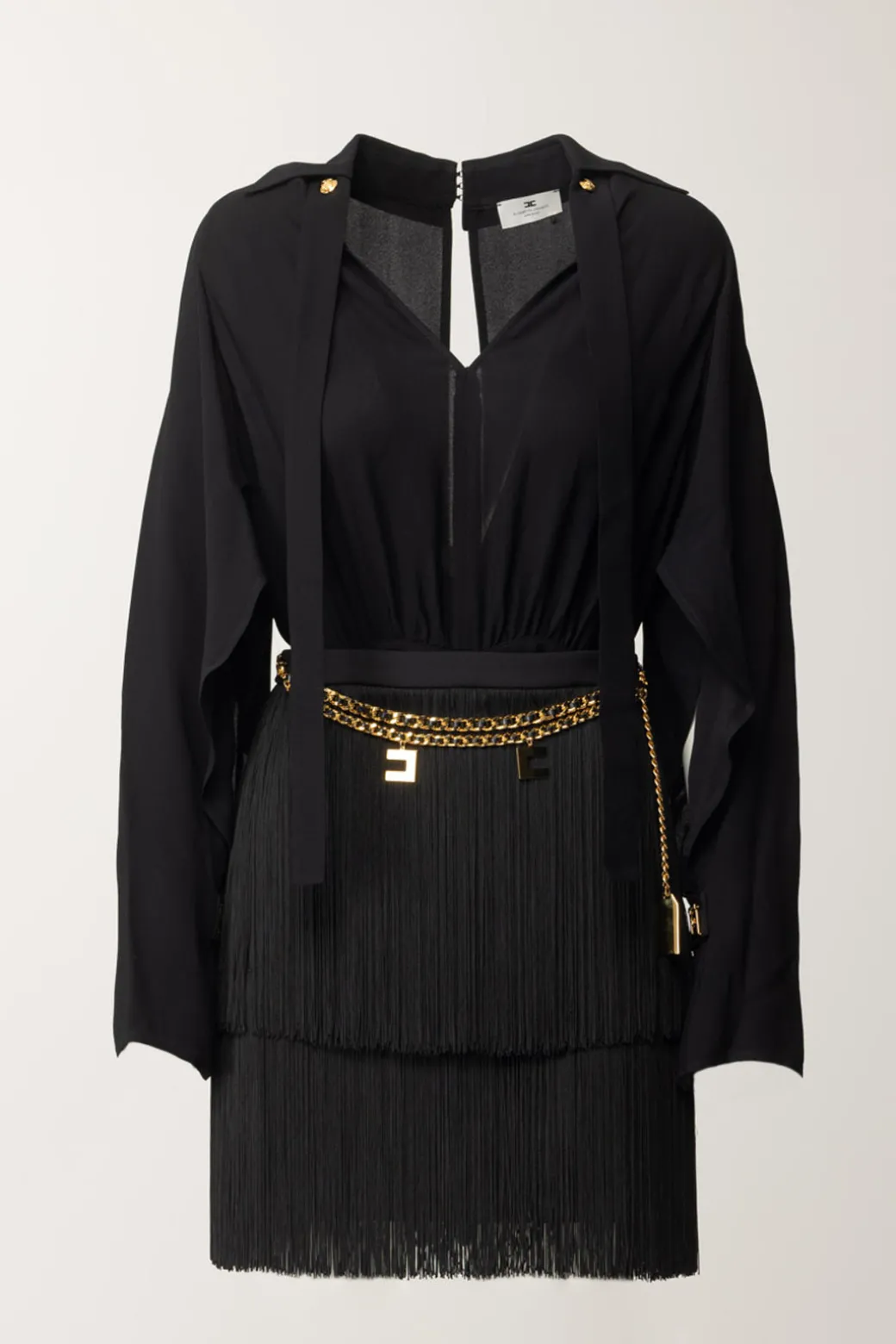 Donna Elisabetta Franchi Mini Abito con Frange e Cintura con Charms
