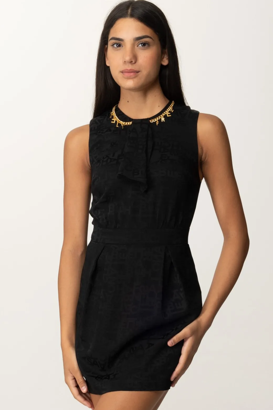 Donna Elisabetta Franchi Mini Abito In Crepe con Charms