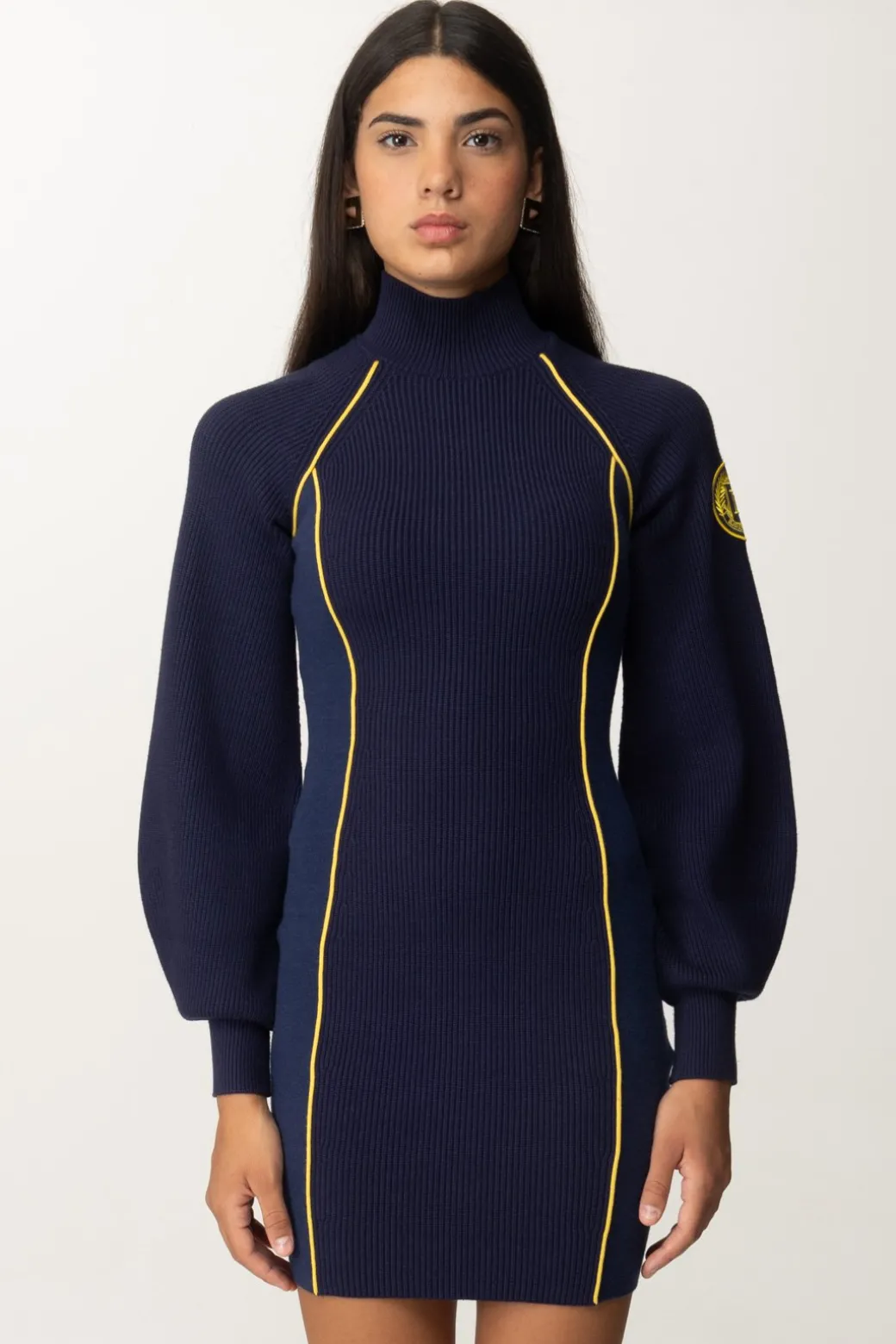 Donna Elisabetta Franchi Mini Abito In Maglia con Piping a Contrasto