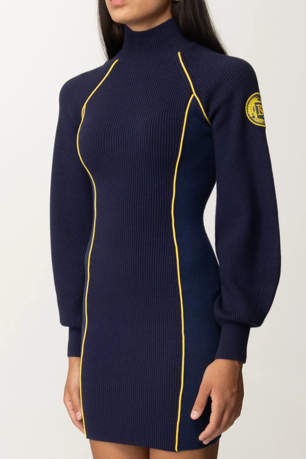 Donna Elisabetta Franchi Mini Abito In Maglia con Piping a Contrasto