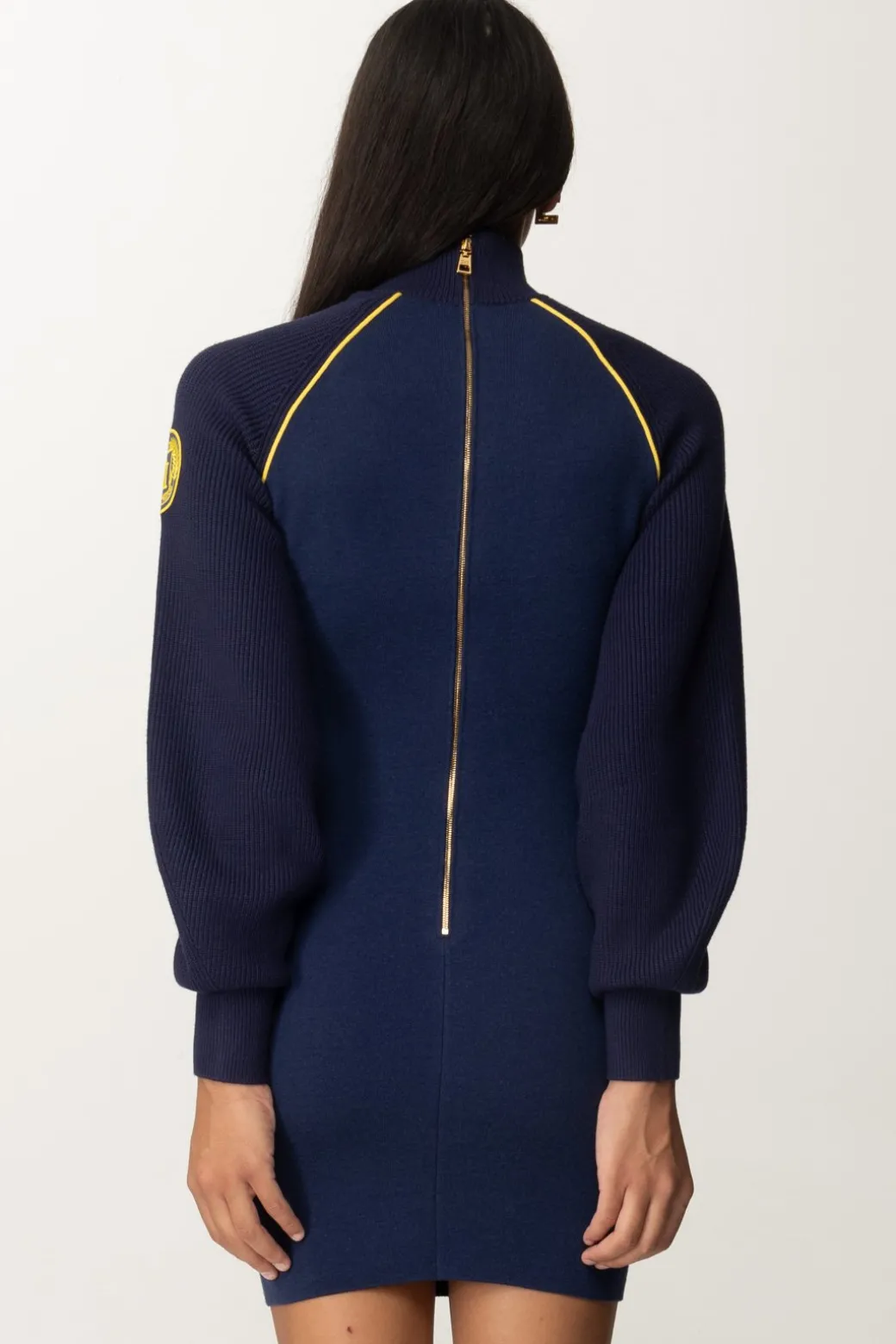 Donna Elisabetta Franchi Mini Abito In Maglia con Piping a Contrasto