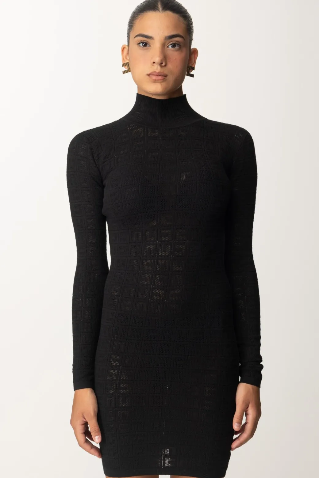 Donna Elisabetta Franchi Mini Abito In Punto Rete con Pattern Logo