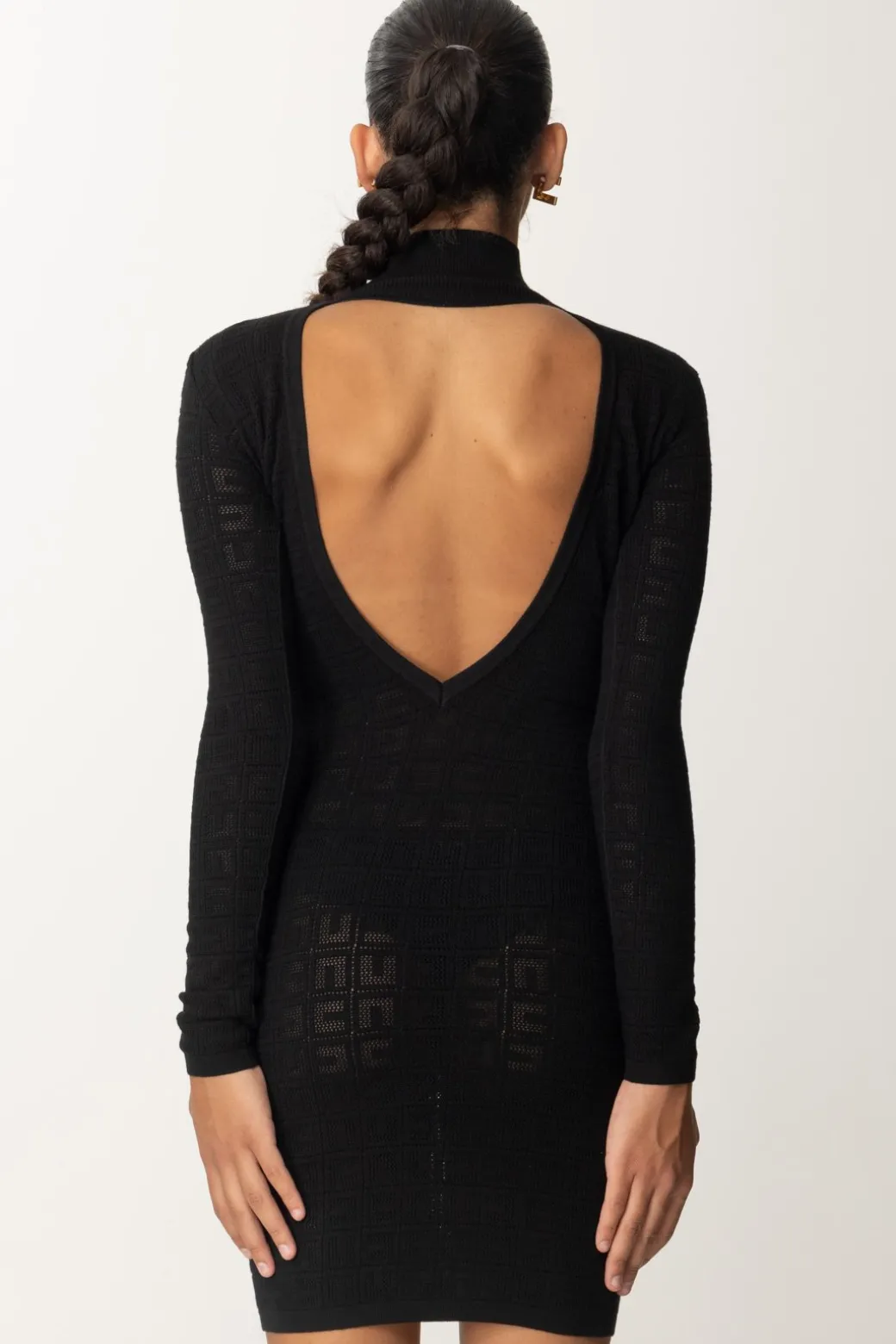 Donna Elisabetta Franchi Mini Abito In Punto Rete con Pattern Logo