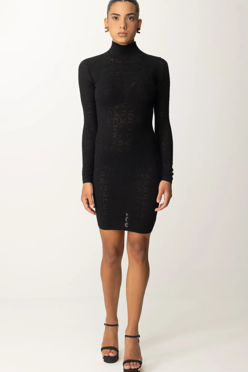 Donna Elisabetta Franchi Mini Abito In Punto Rete con Pattern Logo