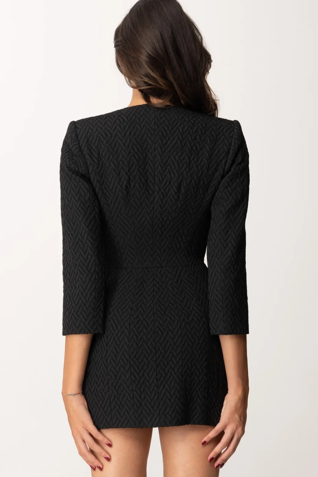 Donna Elisabetta Franchi Mini Abito In Tweed a Resca con Zip