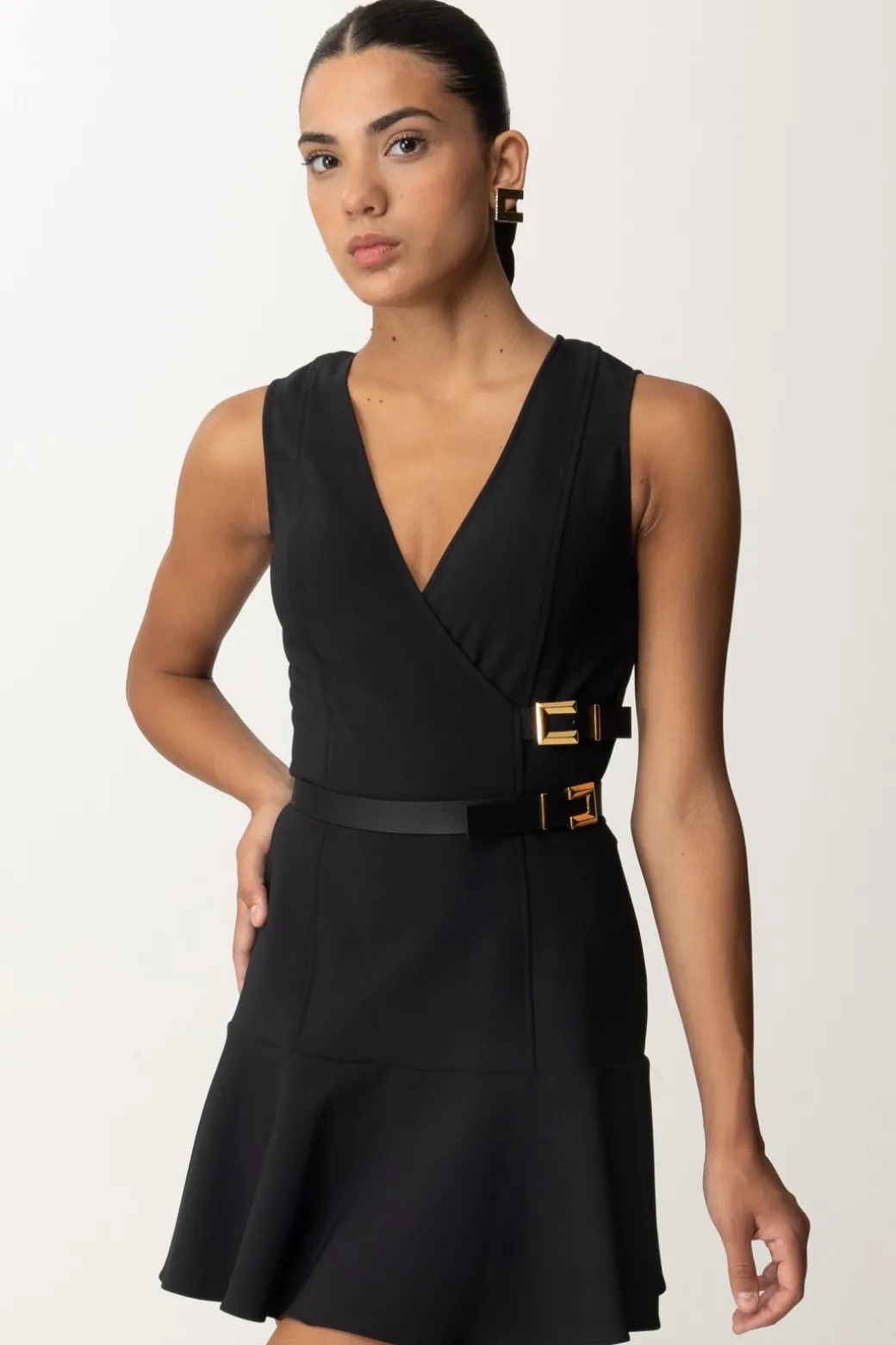 Donna Elisabetta Franchi Mini Abito Stretch con Cinturini
