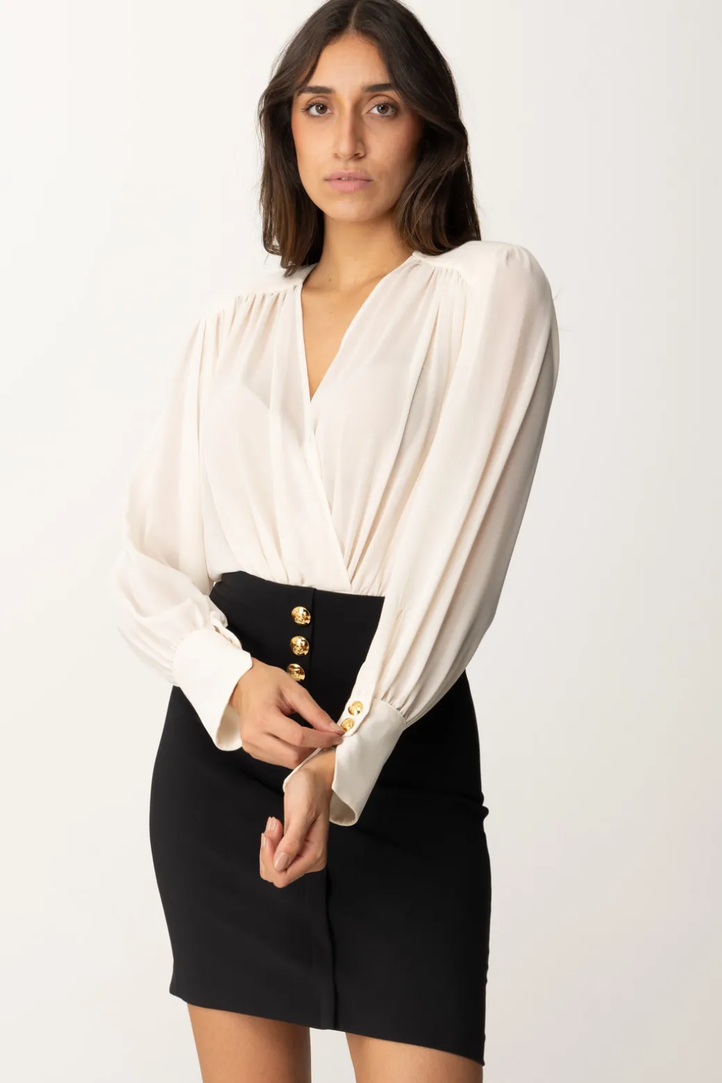 Donna Elisabetta Franchi Miniabito con Blusa In Georgette