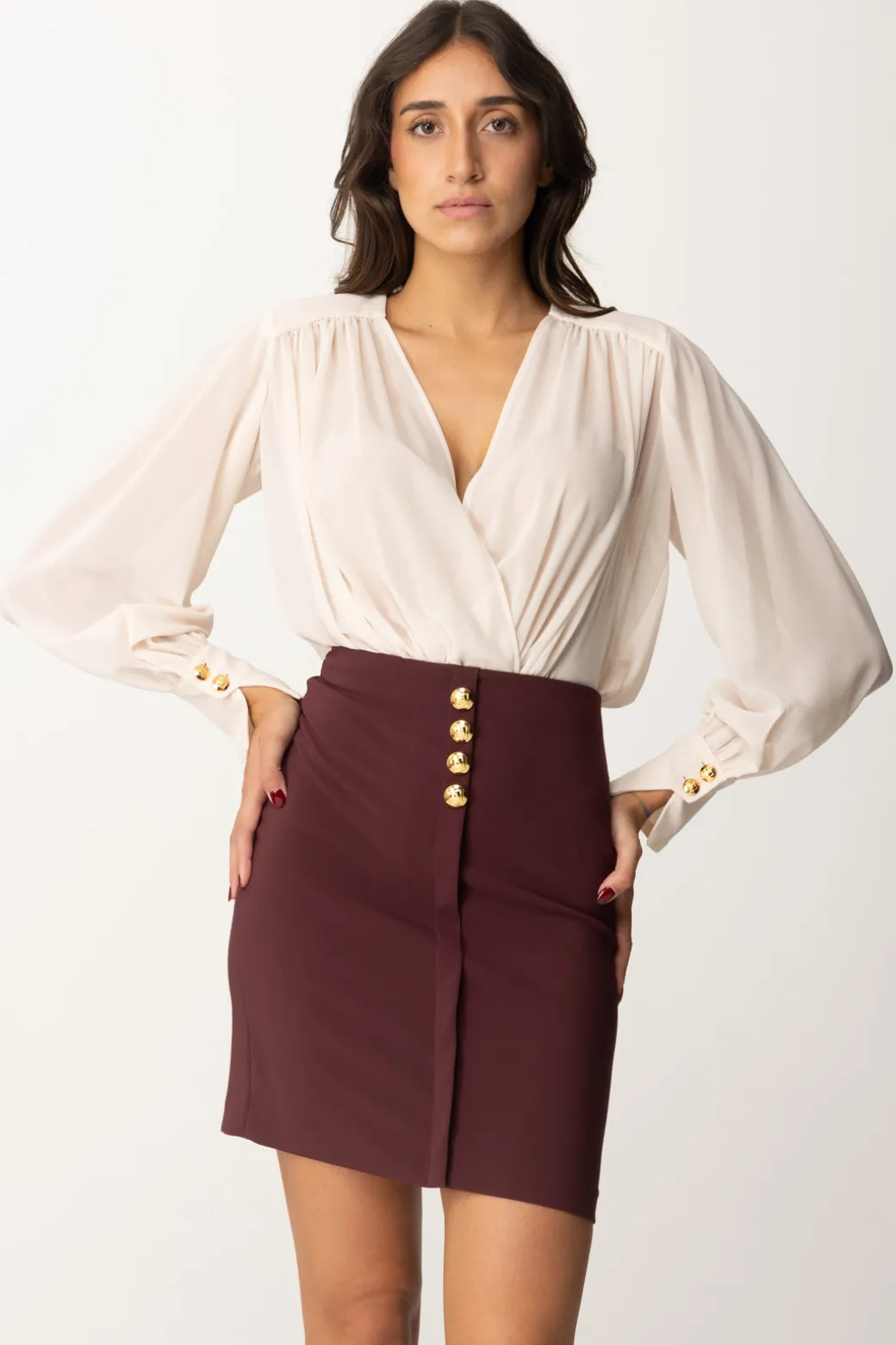 Donna Elisabetta Franchi Miniabito con Blusa In Georgette