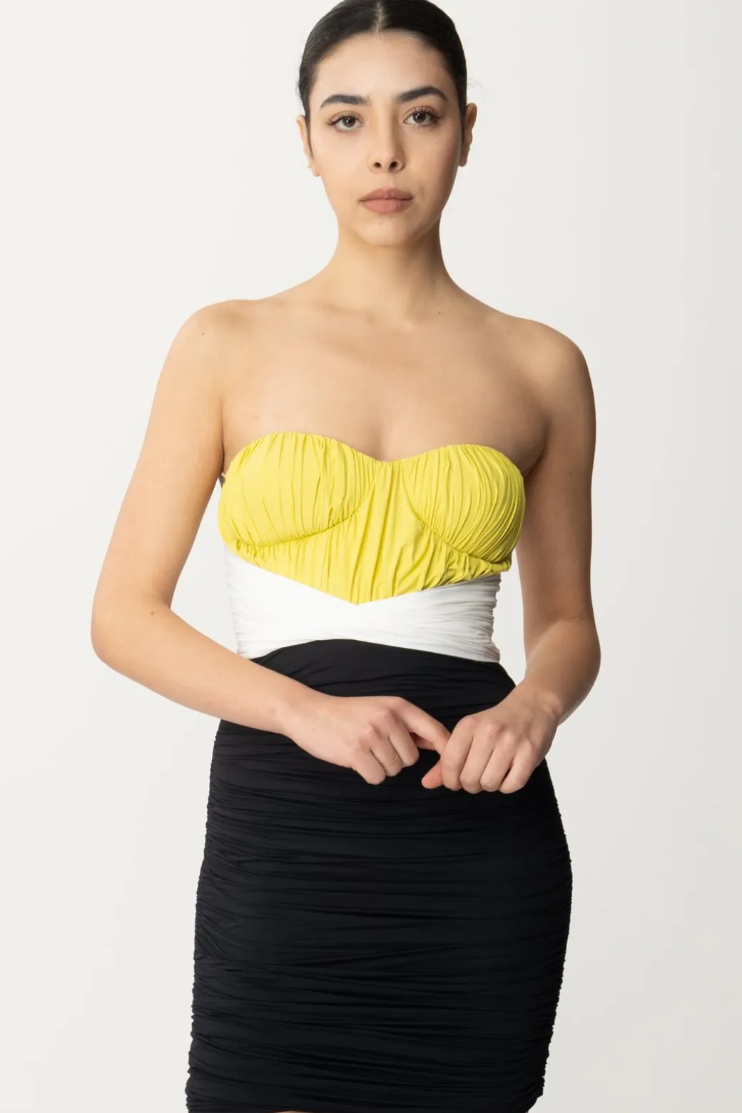 Donna Elisabetta Franchi Miniabito Tricolor Drappeggiato