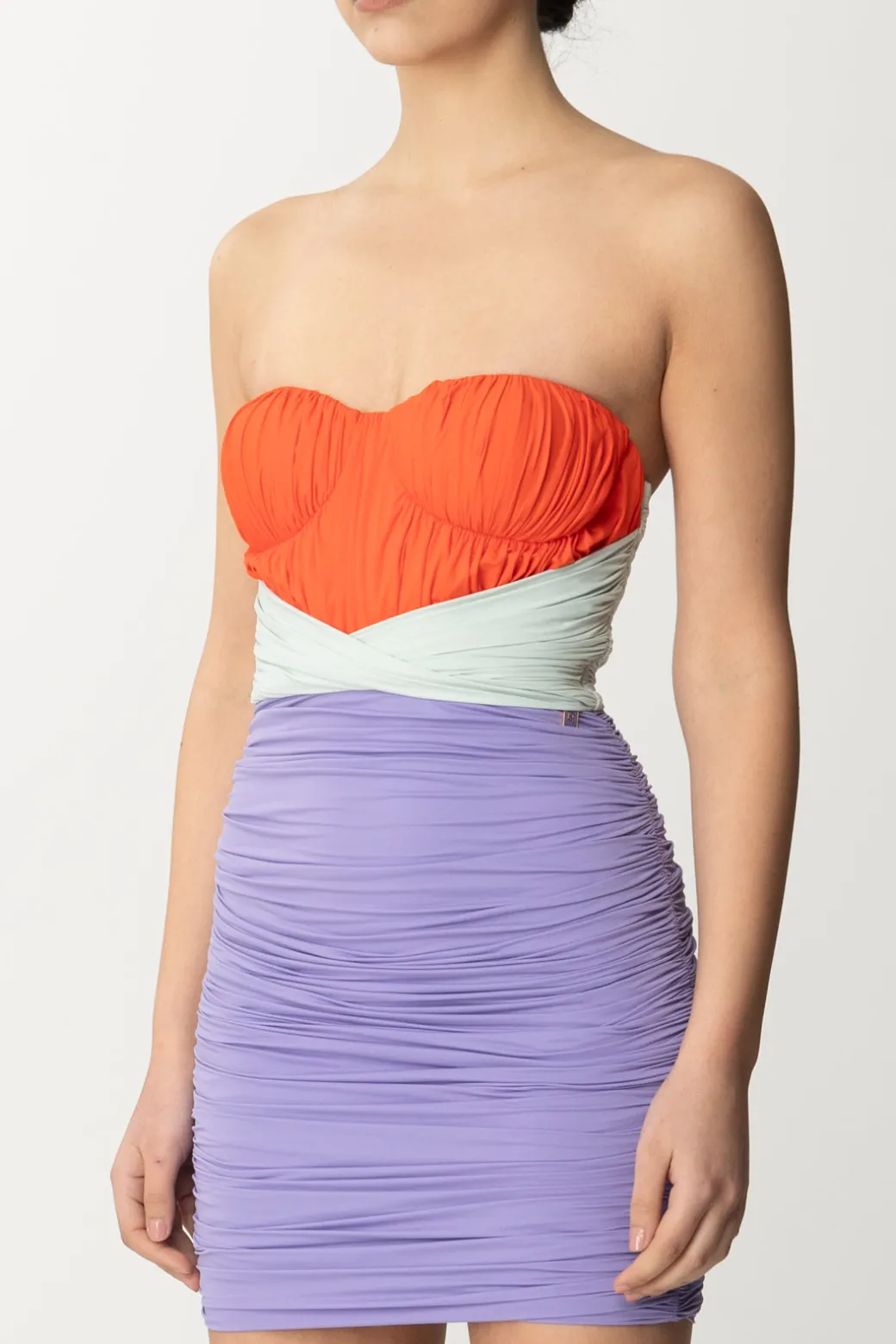 Donna Elisabetta Franchi Miniabito Tricolor Drappeggiato