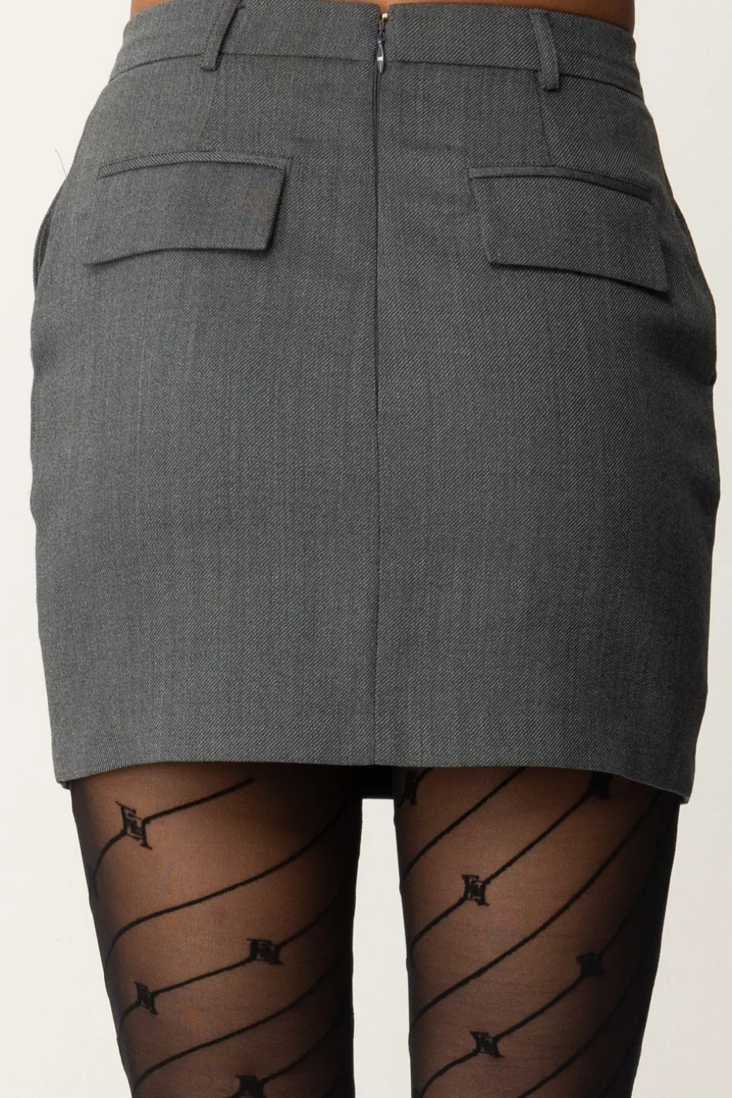 Donna Elisabetta Franchi Minigonna In Fresco Lana con Etichetta Logo