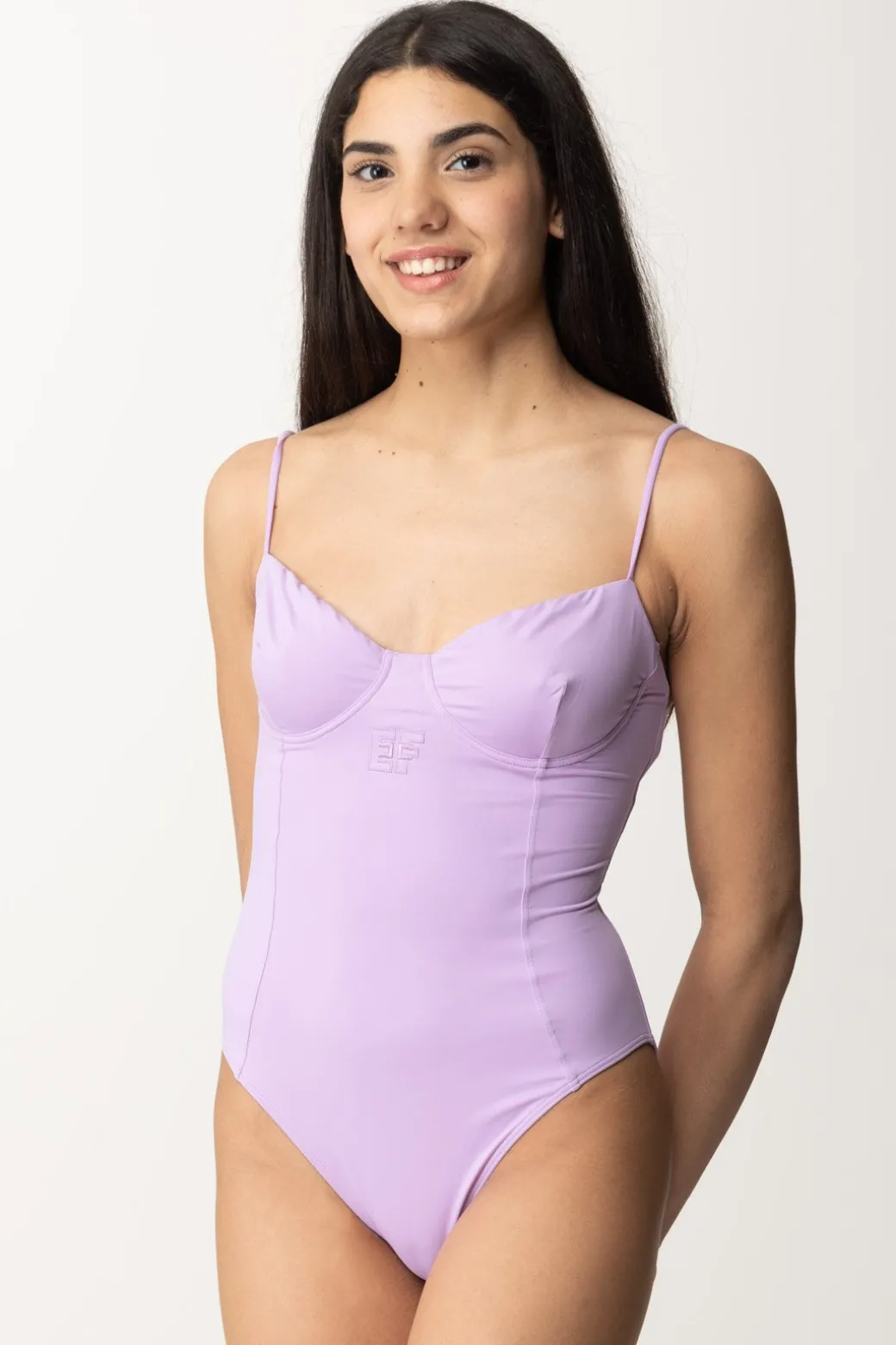 Donna Elisabetta Franchi Monokini con Taglio Coppe e Logo