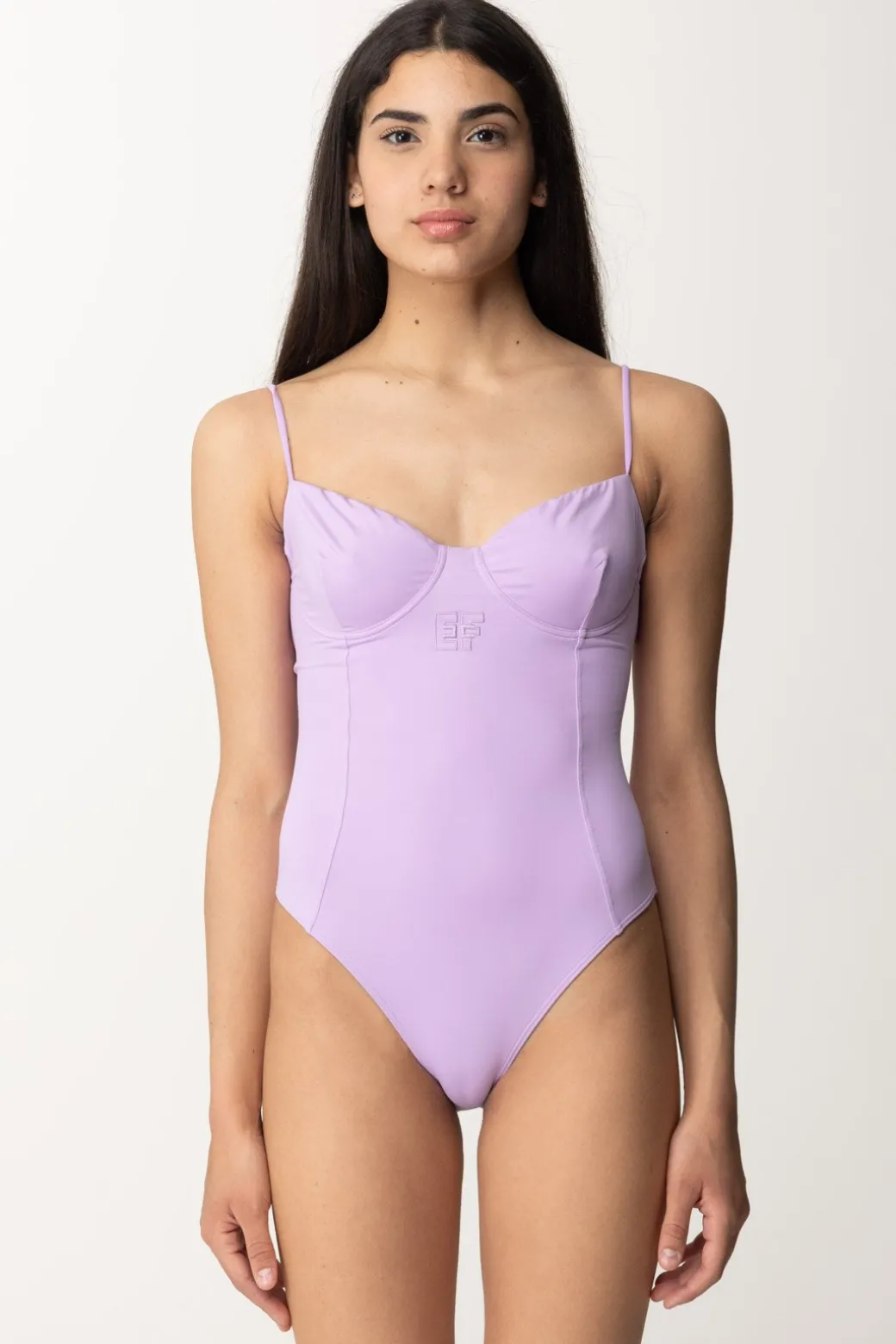 Donna Elisabetta Franchi Monokini con Taglio Coppe e Logo