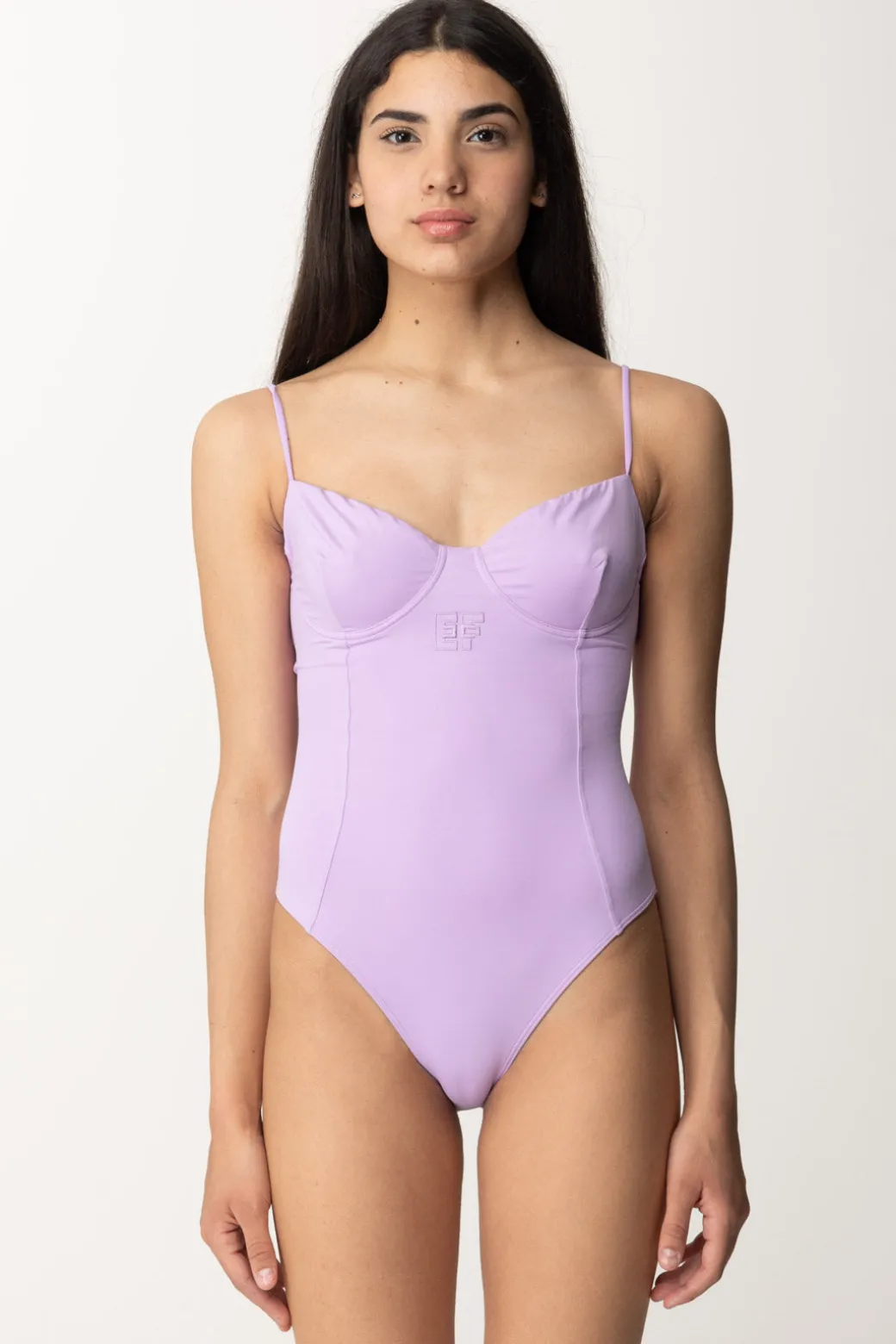 Donna Elisabetta Franchi Monokini con Taglio Coppe e Logo