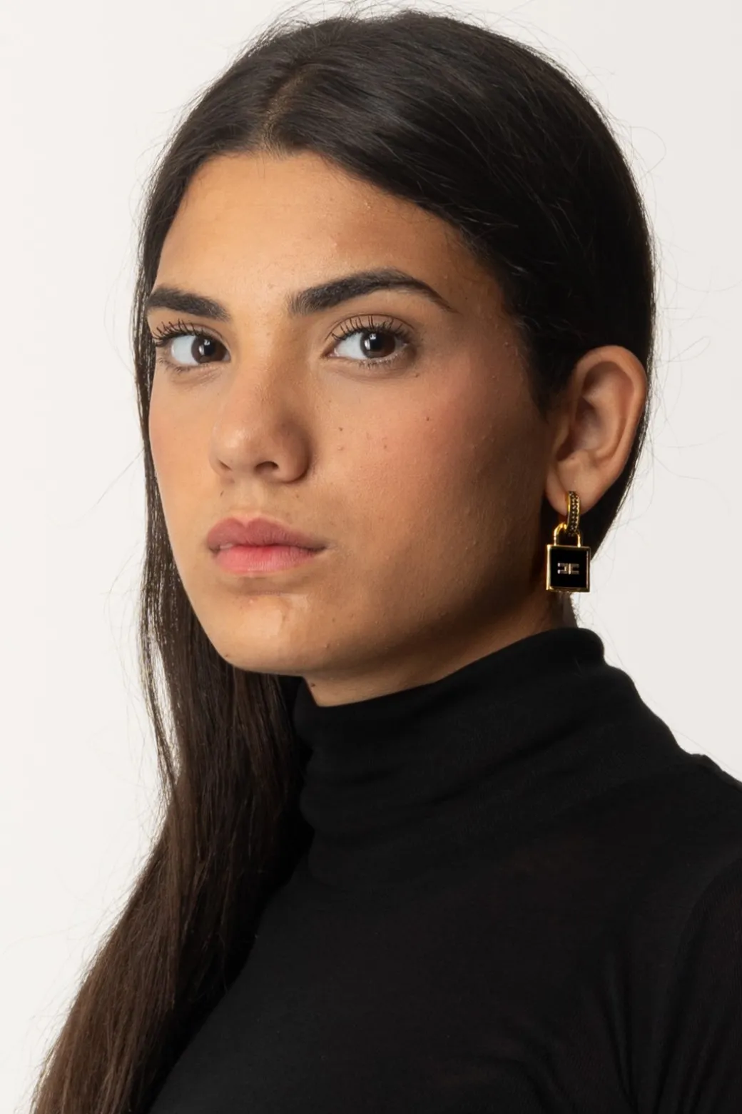 Donna Elisabetta Franchi Orecchini con Strass e Lucchetto