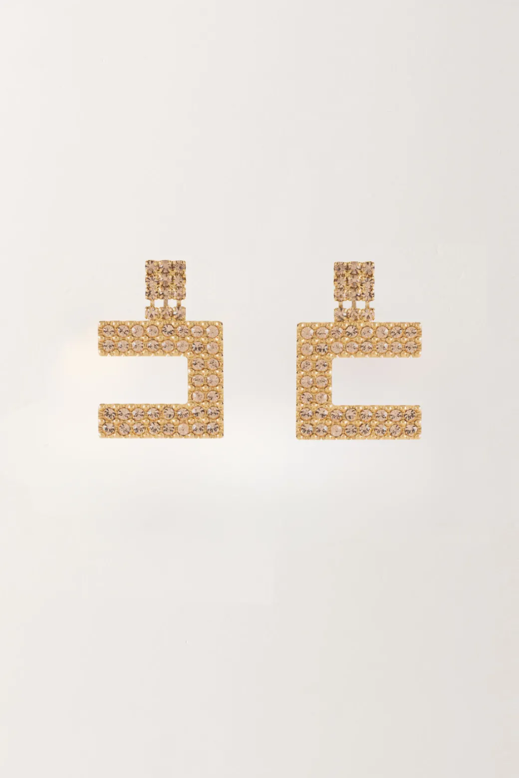 Donna Elisabetta Franchi Orecchini Logo con Strass