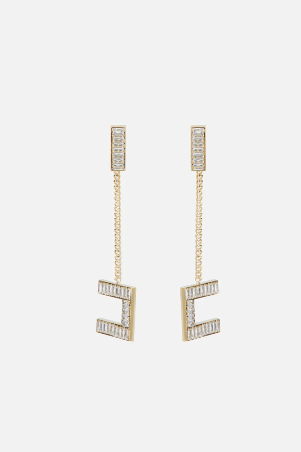 Donna Elisabetta Franchi Orecchini Logo Pendenti con Strass