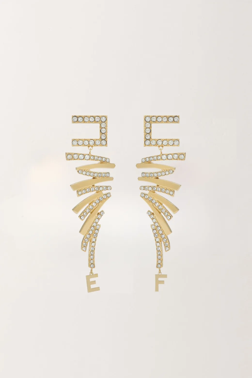 Donna Elisabetta Franchi Orecchini Pendenti con Strass e Logo Charm