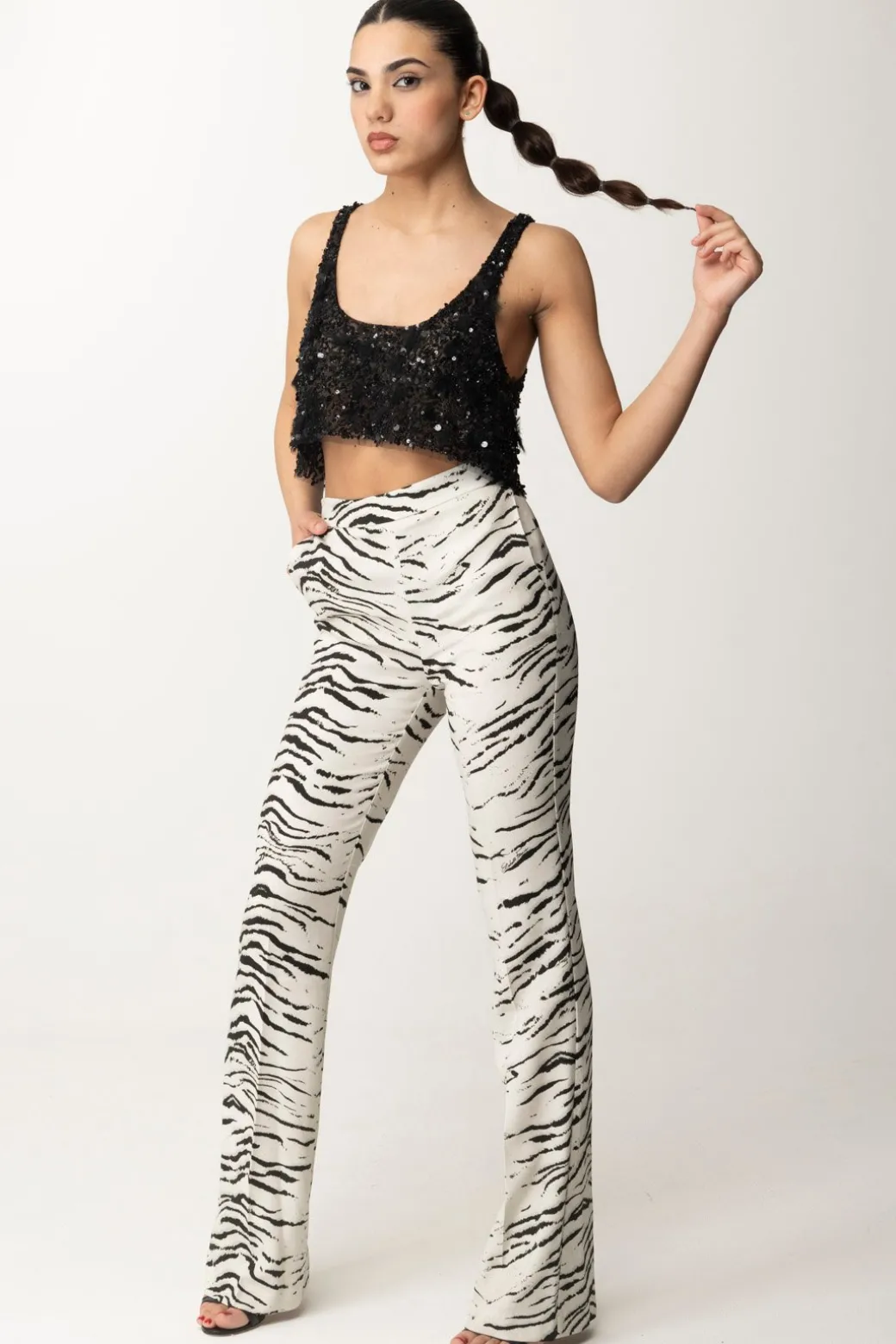 Donna Elisabetta Franchi Pantalone Dritto Animalier
