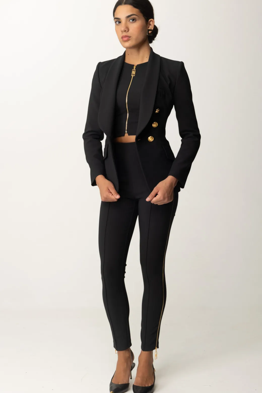 Donna Elisabetta Franchi Pantalone Dritto con Zip