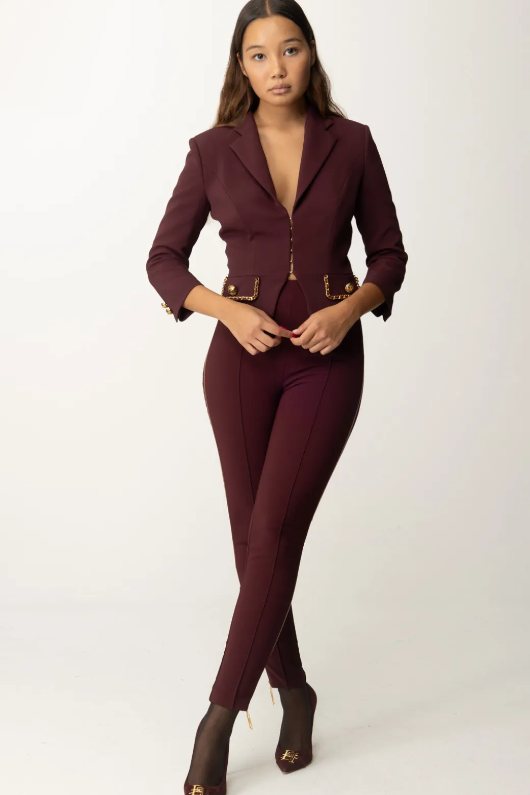Donna Elisabetta Franchi Pantalone Dritto con Zip