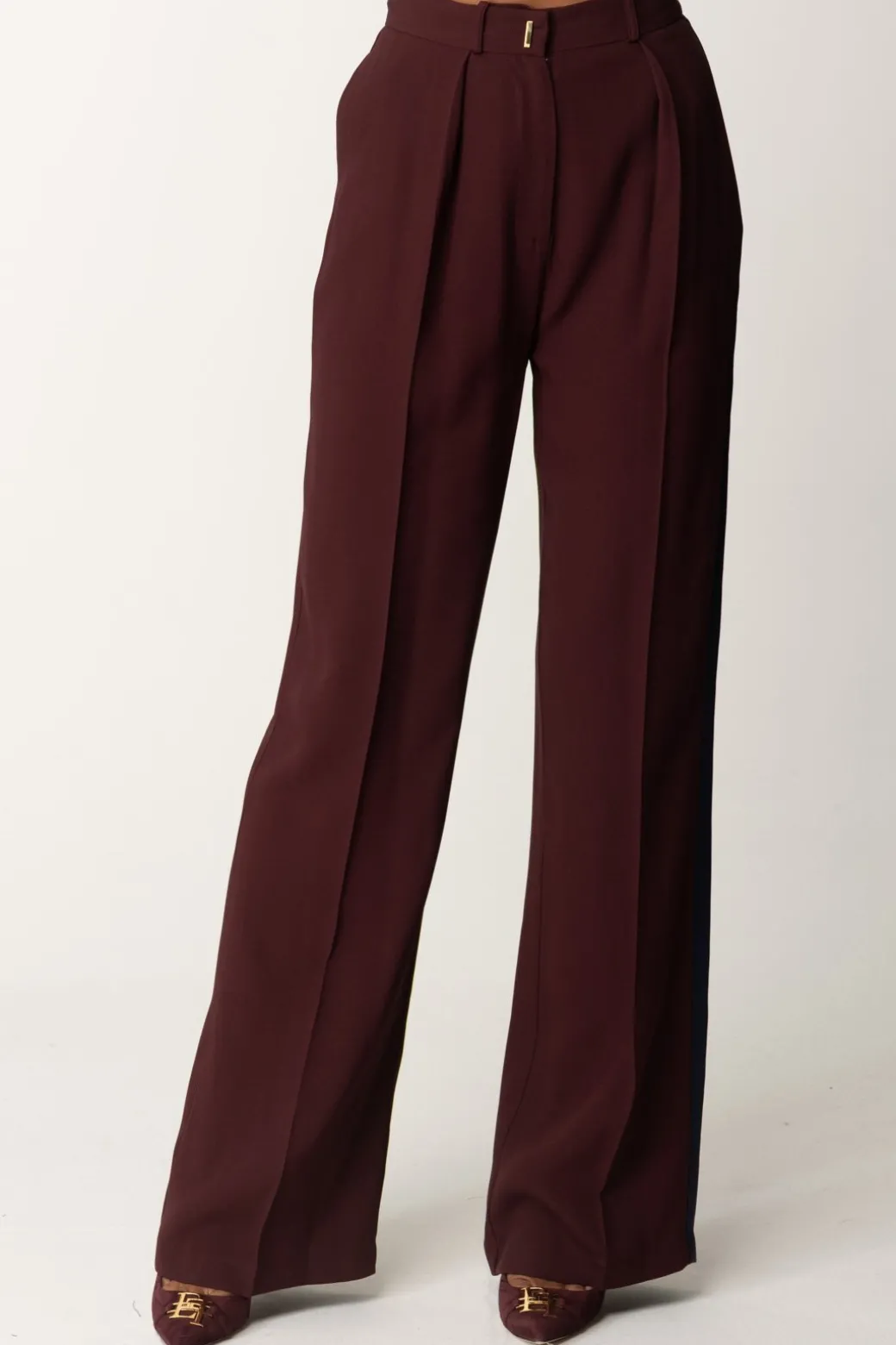 Donna Elisabetta Franchi Pantalone Dritto In Crêpe Enver Satin